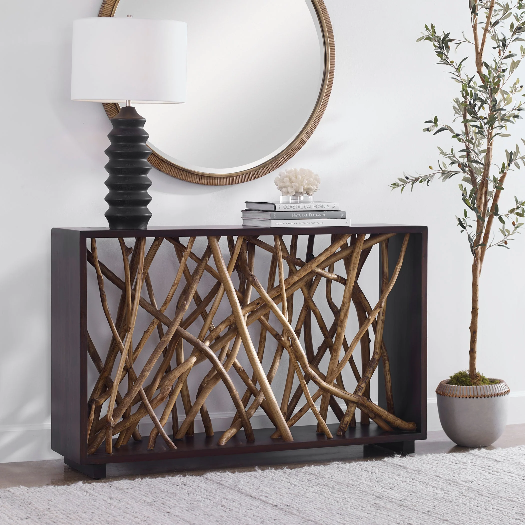 Uttermost Teak Maze Console Table - Image 3