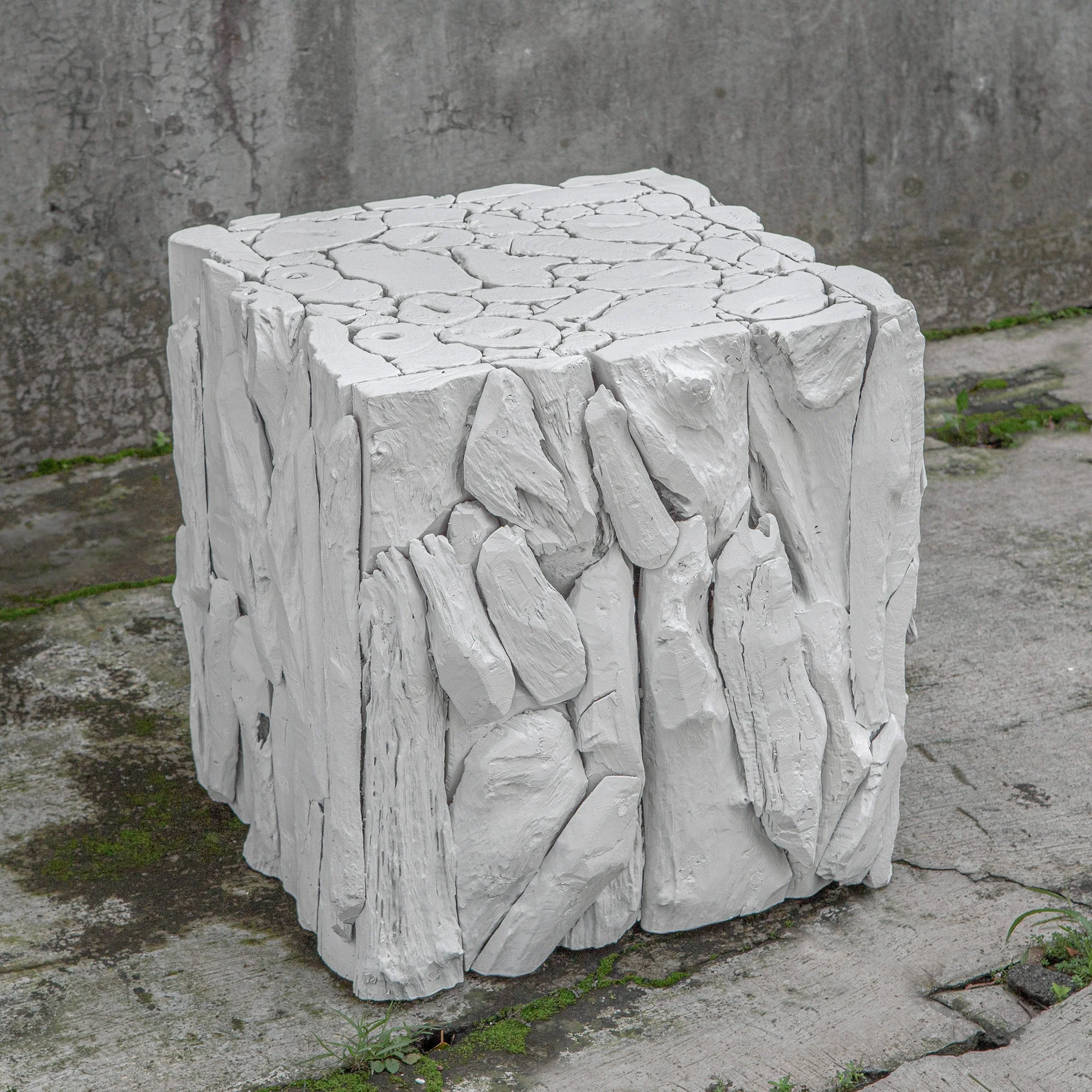 Uttermost Teak Root White Bunching Cube - Image 2