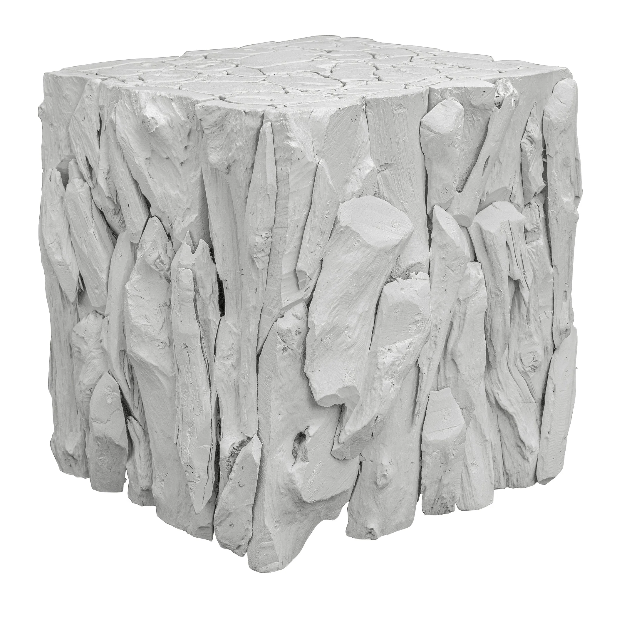 Uttermost Teak Root White Bunching Cube - Image 4