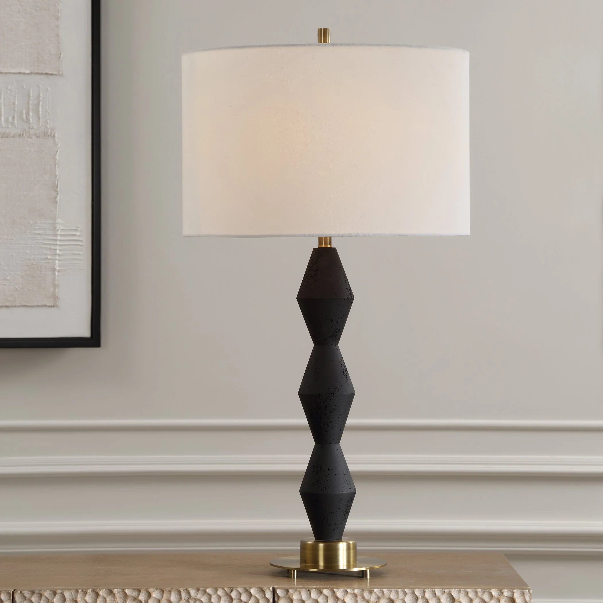 Uttermost Threefold Black Stone Table Lamp - Image 2
