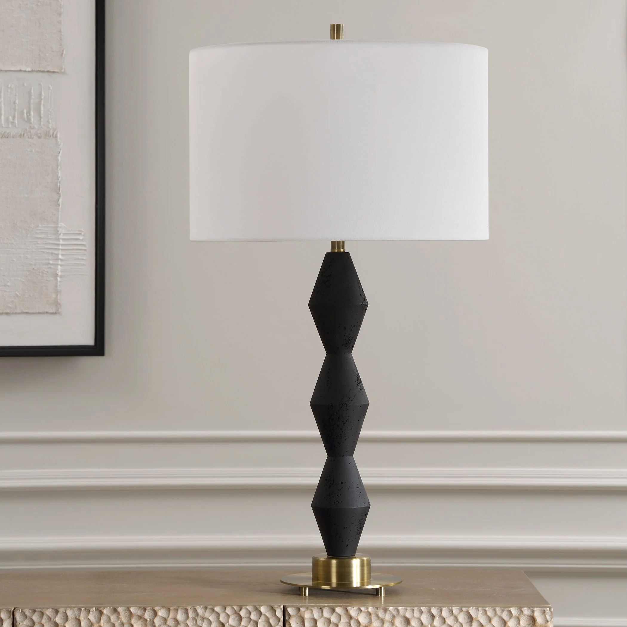 Uttermost Threefold Black Stone Table Lamp - Image 4