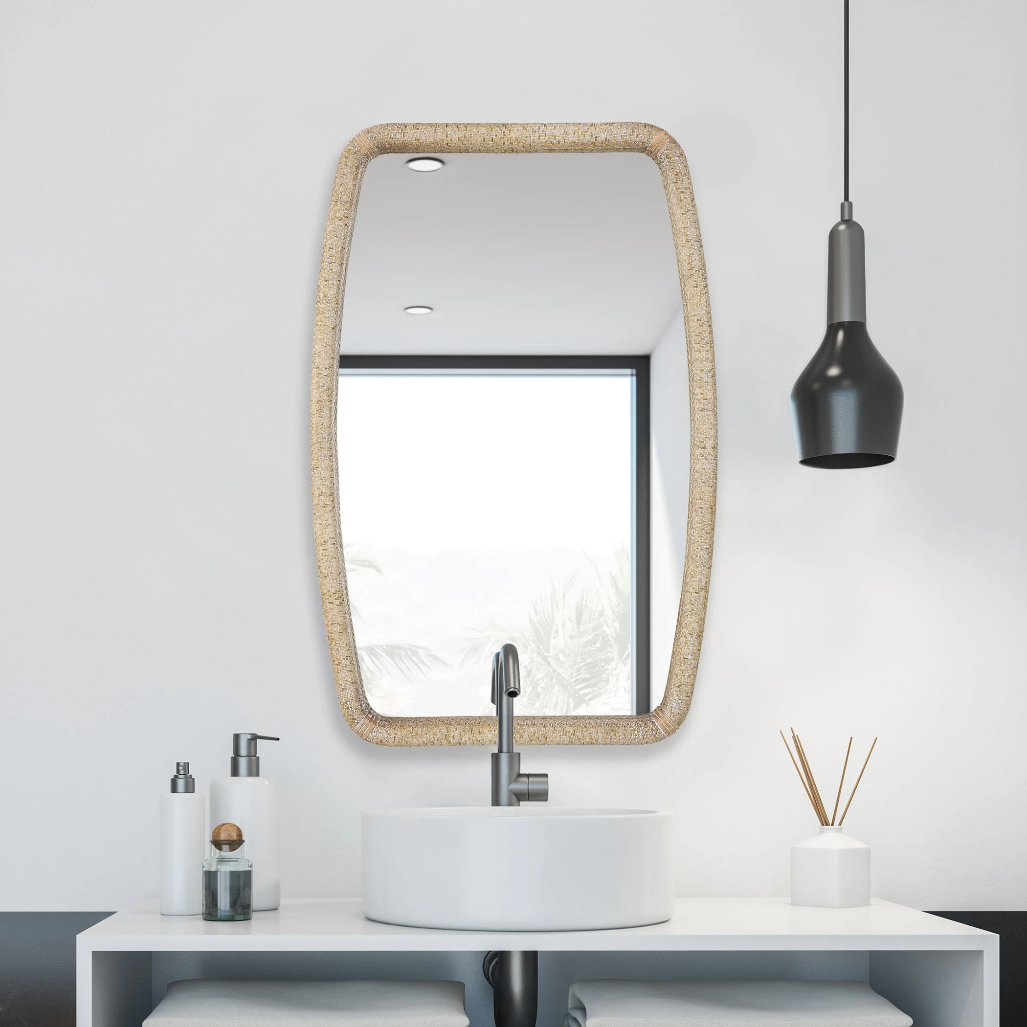 Uttermost Tiki Rattan Mirror - Image 3