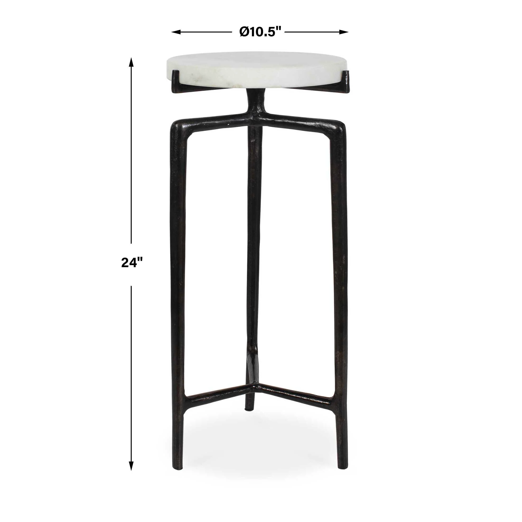 Uttermost Tobias White Marble Slab Drink Table - Image 3