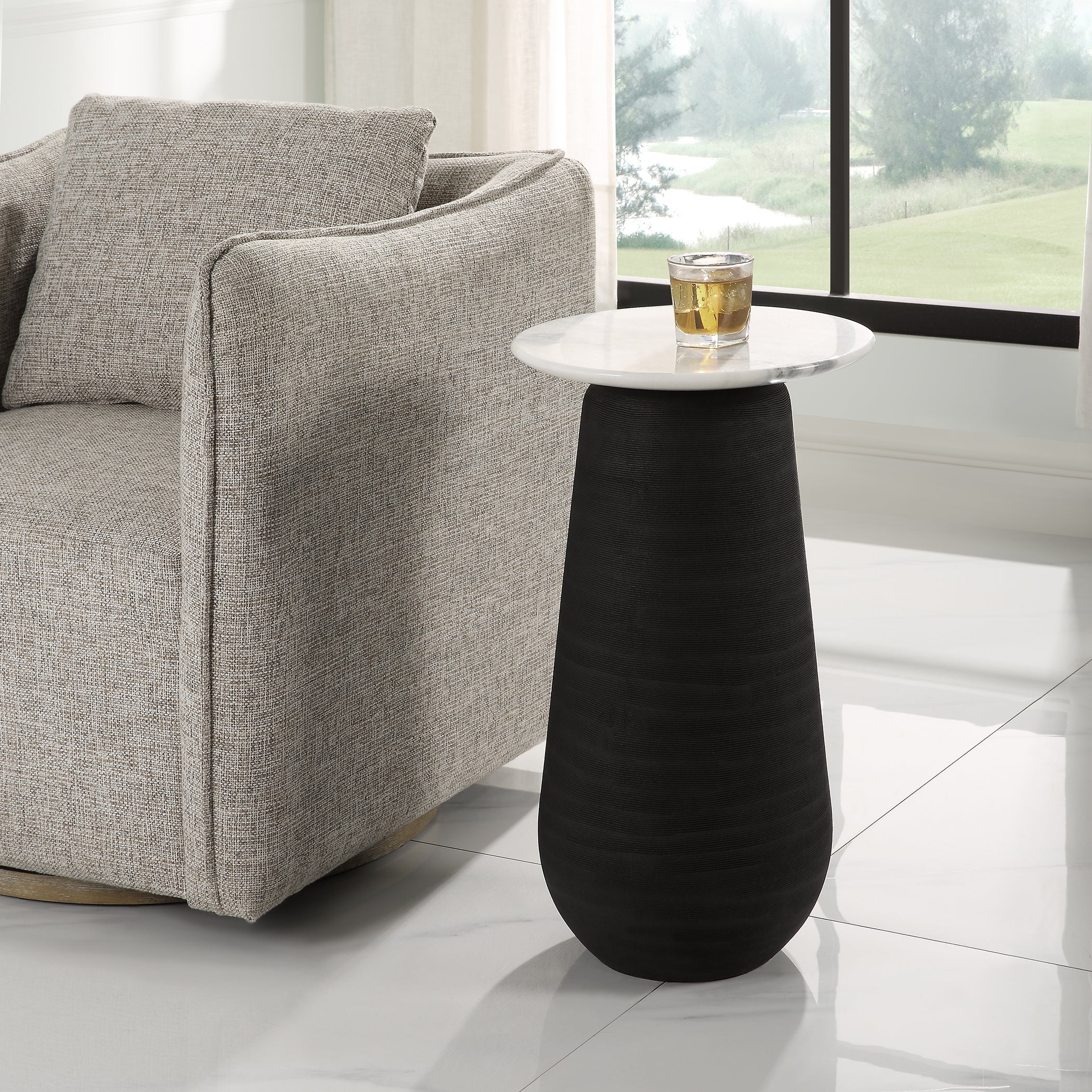 Uttermost Total Eclipse Marble Accent Table - Image 2