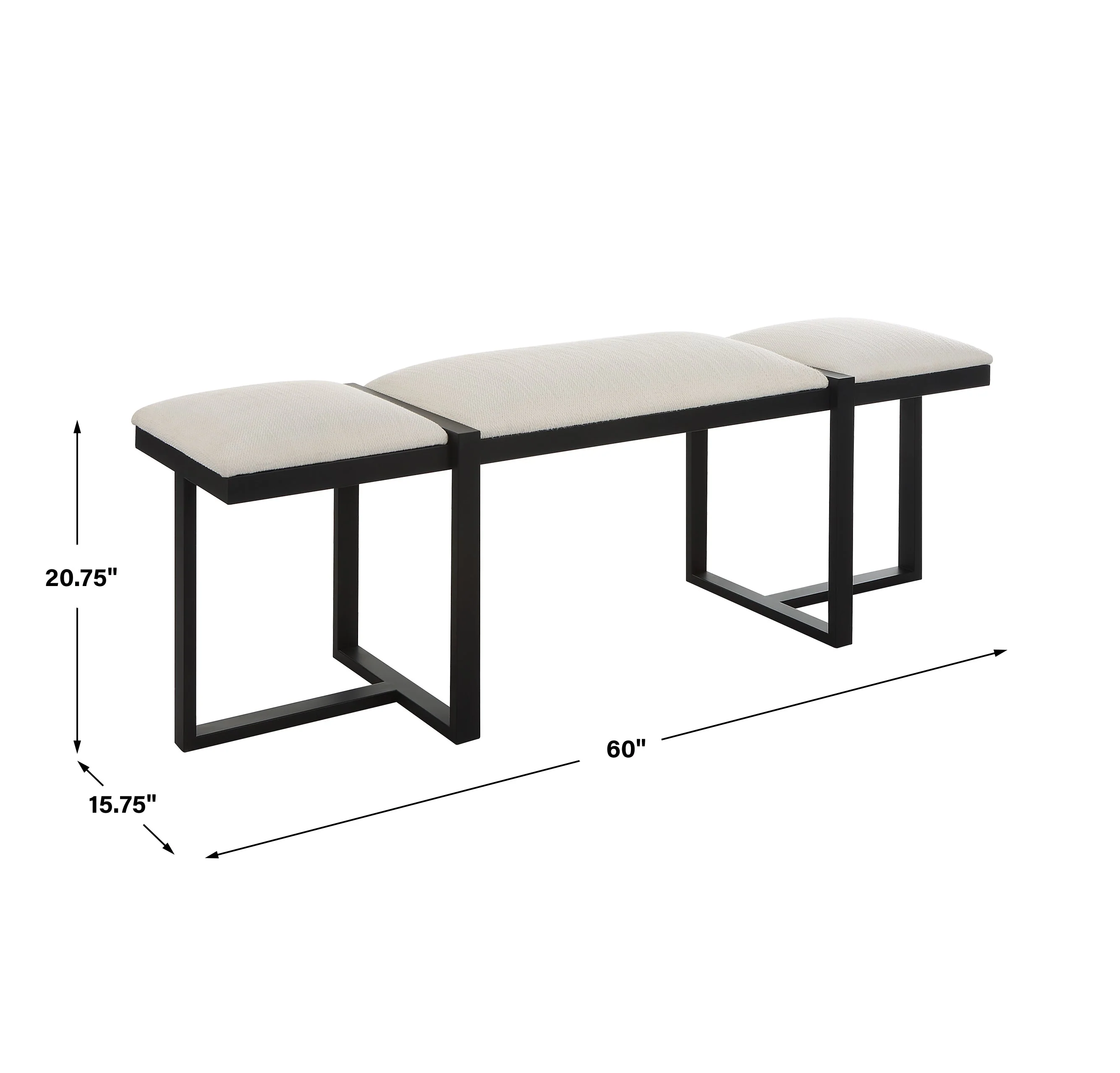 Uttermost Triple Cloud Modern Upholstered Bench - Image 3