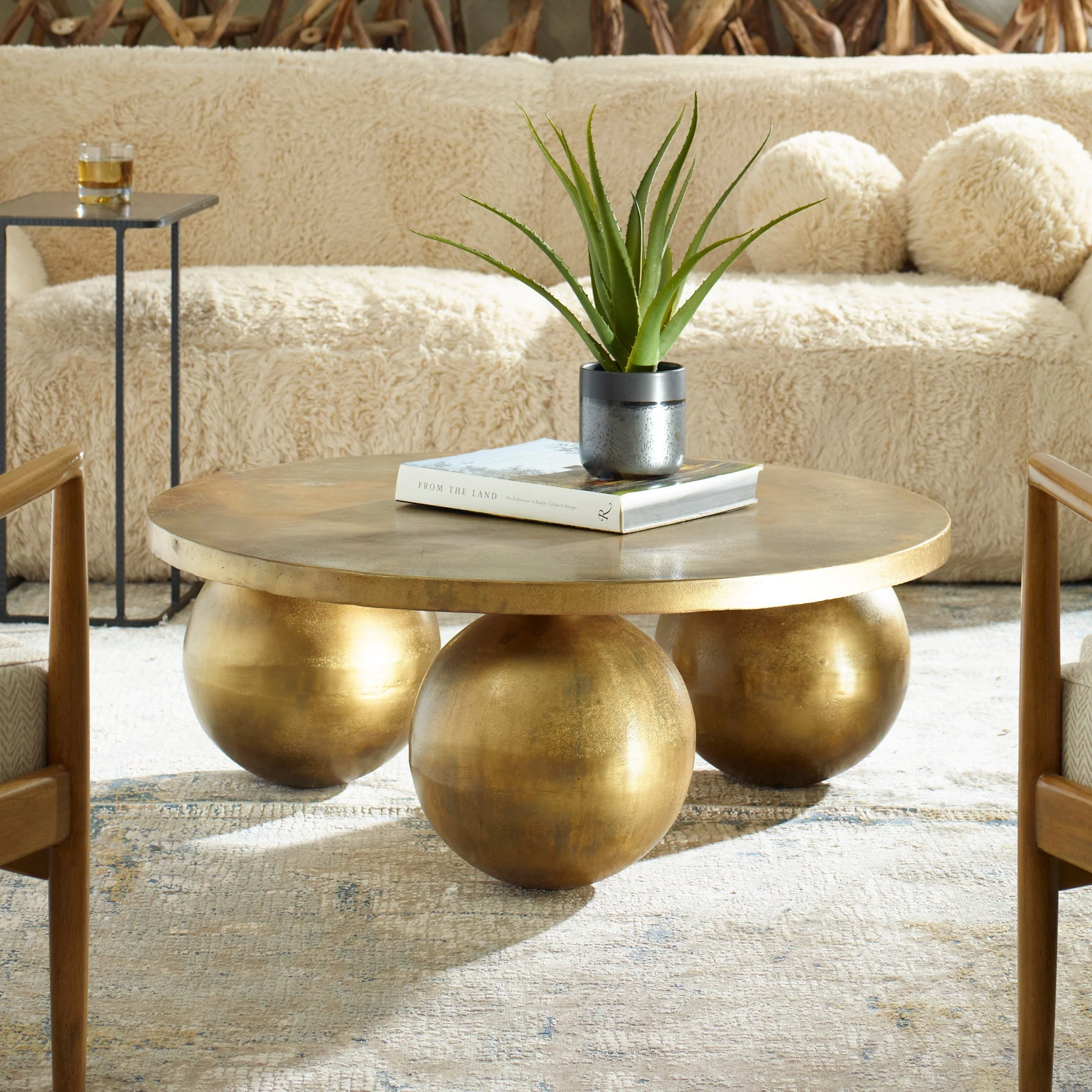 Uttermost Triplet Antique Brass Coffee Table - Image 2