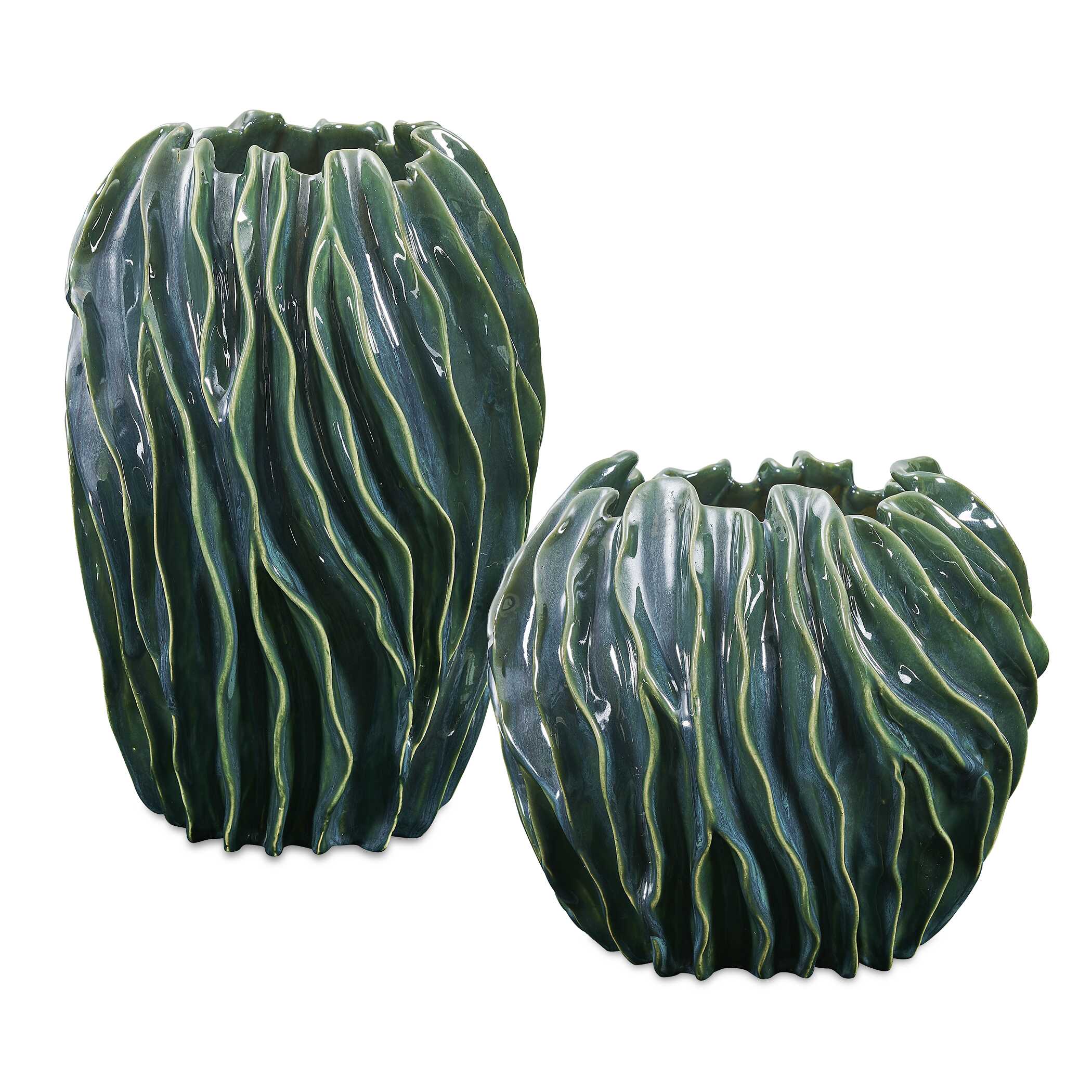 Uttermost Veridian Ridge Indoor-Outdoor Vases Set/2