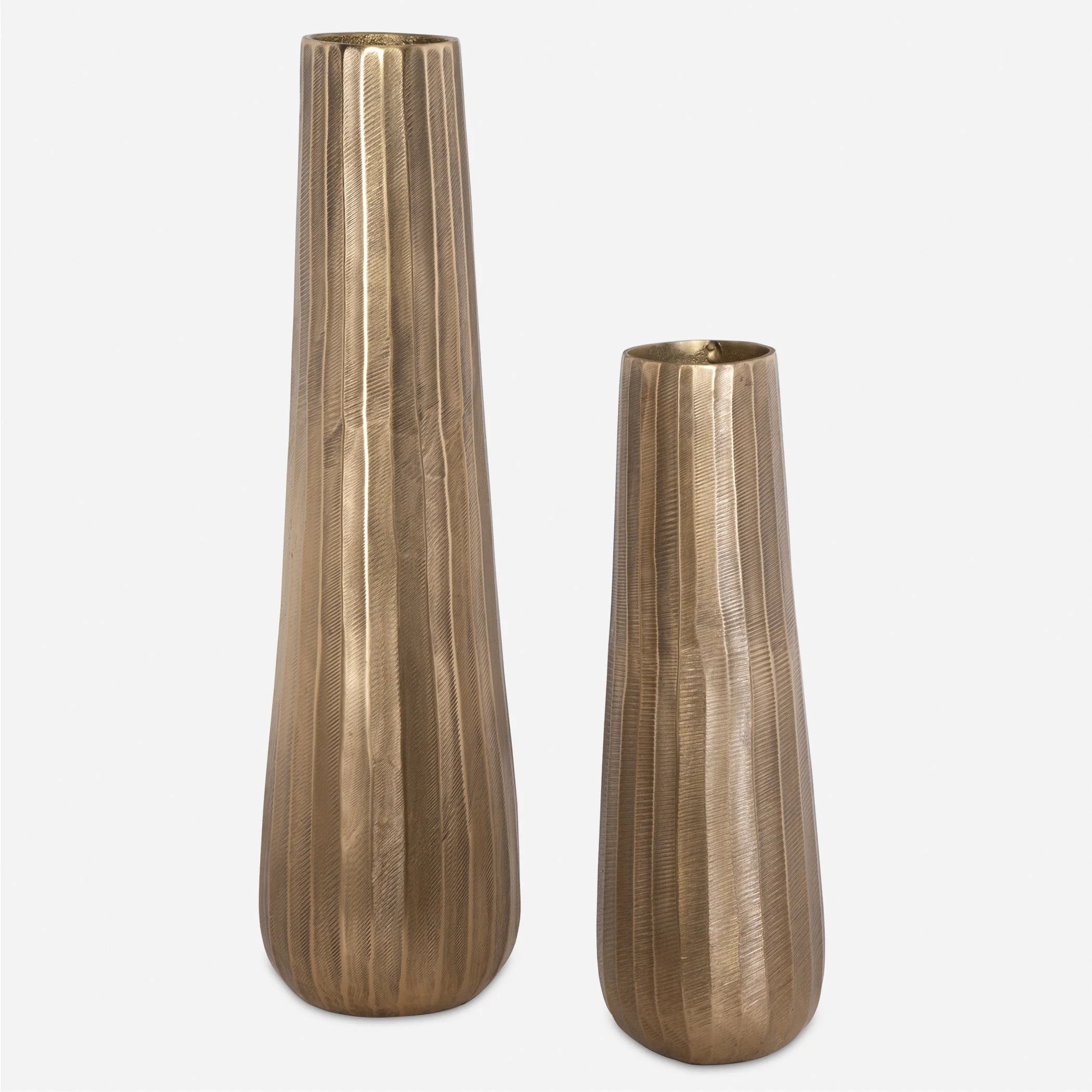 Uttermost Vertiforge Antique Gold Vases Set/2 - Image 2