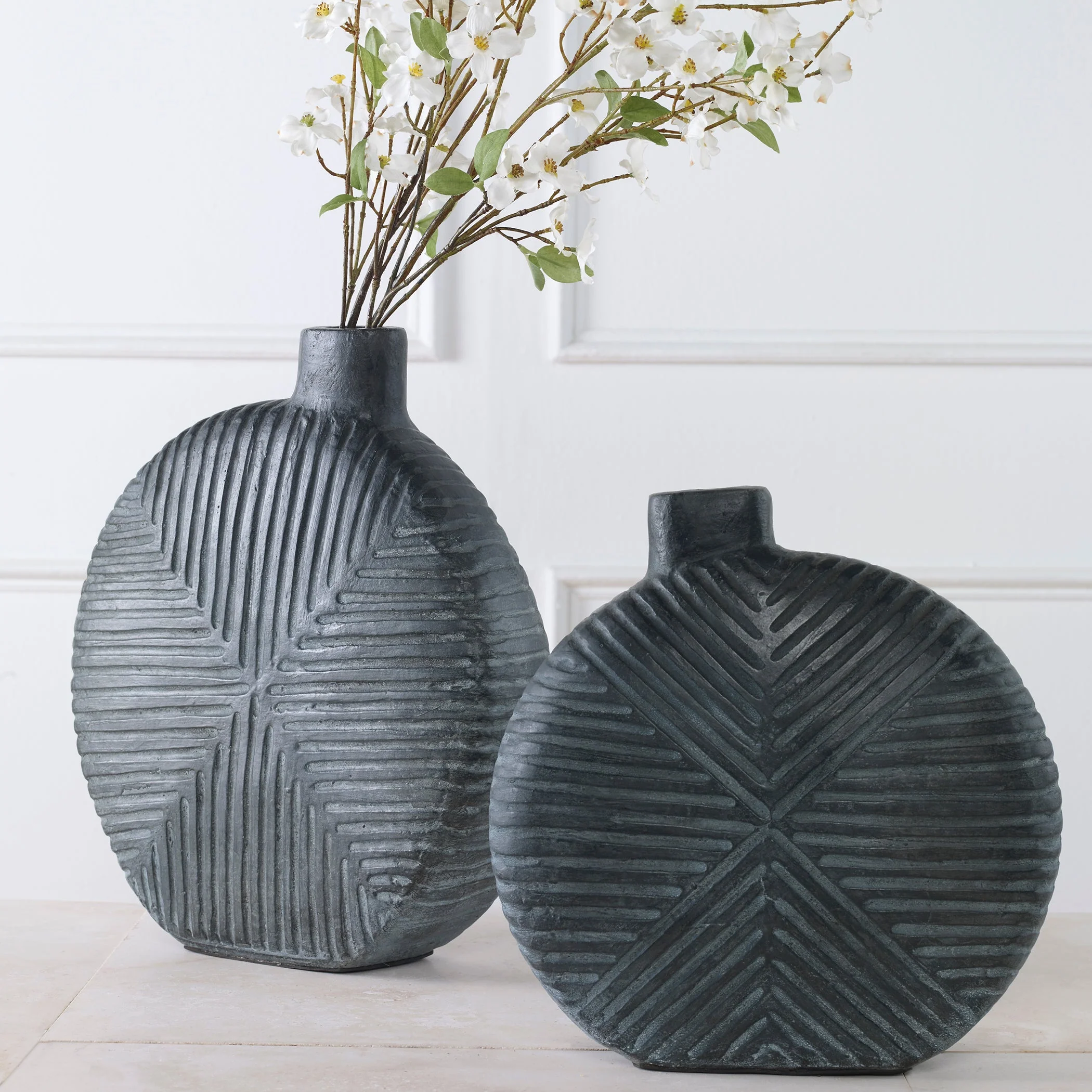 Uttermost Viewpoint Aged Black Vases, Set/2 - Image 2