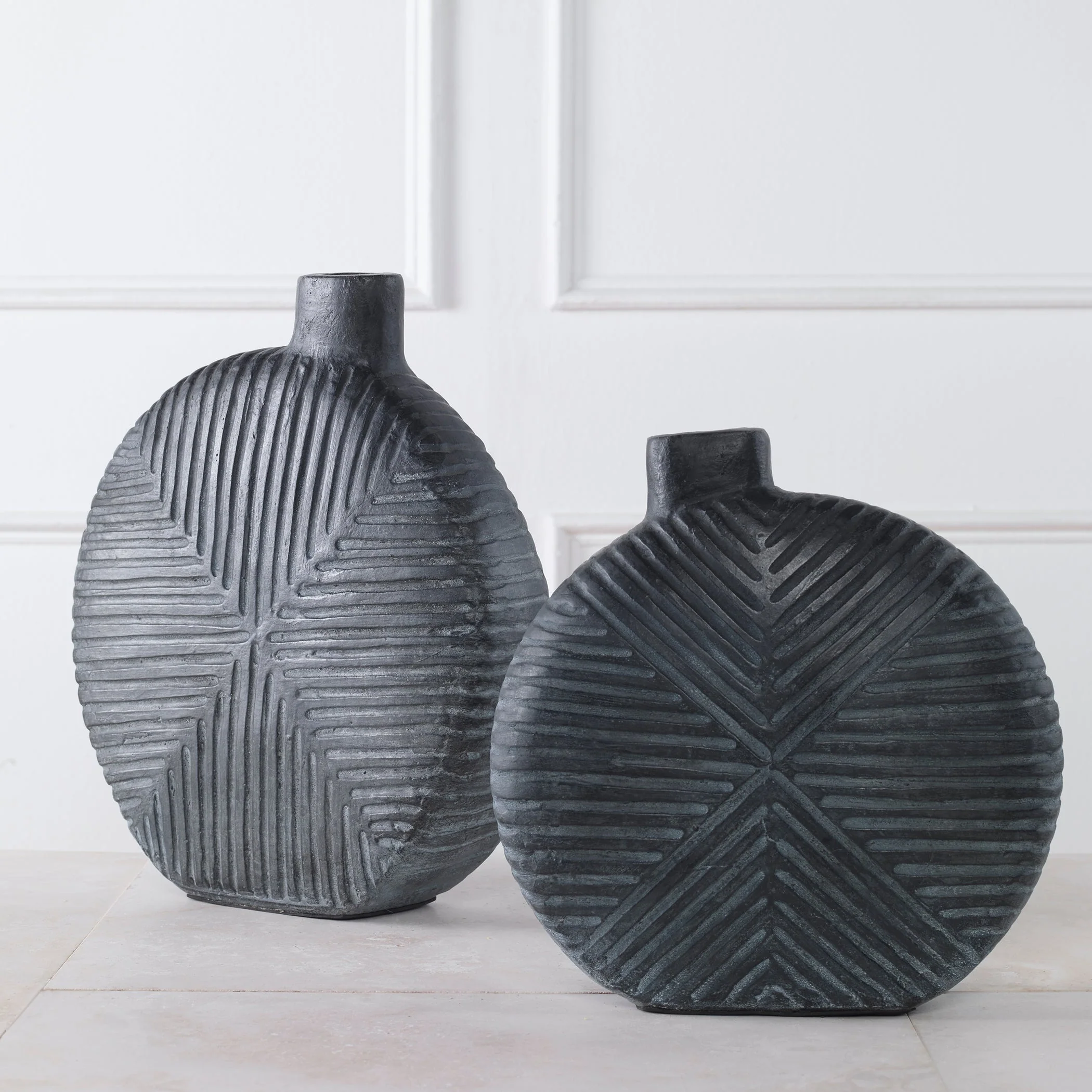 Uttermost Viewpoint Aged Black Vases, Set/2 - Image 3