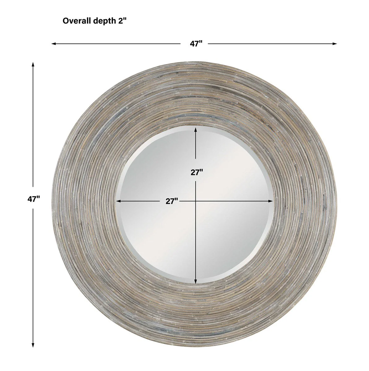 Uttermost Vortex White Washed Round Mirror - Image 6