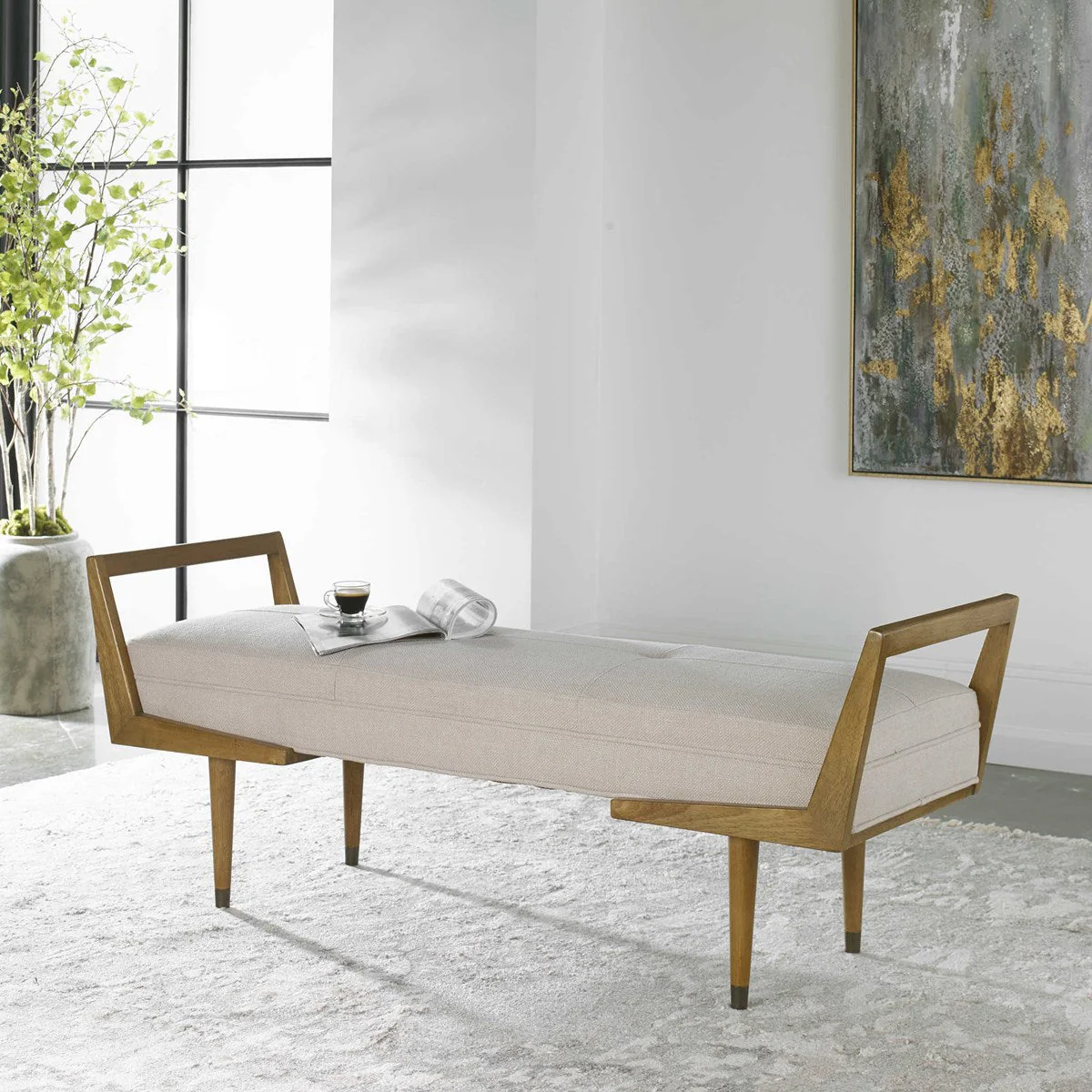 Uttermost Waylon Bench, Ivory