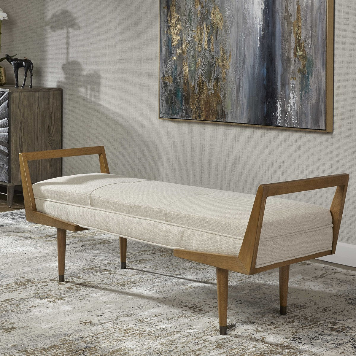 Uttermost Waylon Bench, Ivory - Image 3