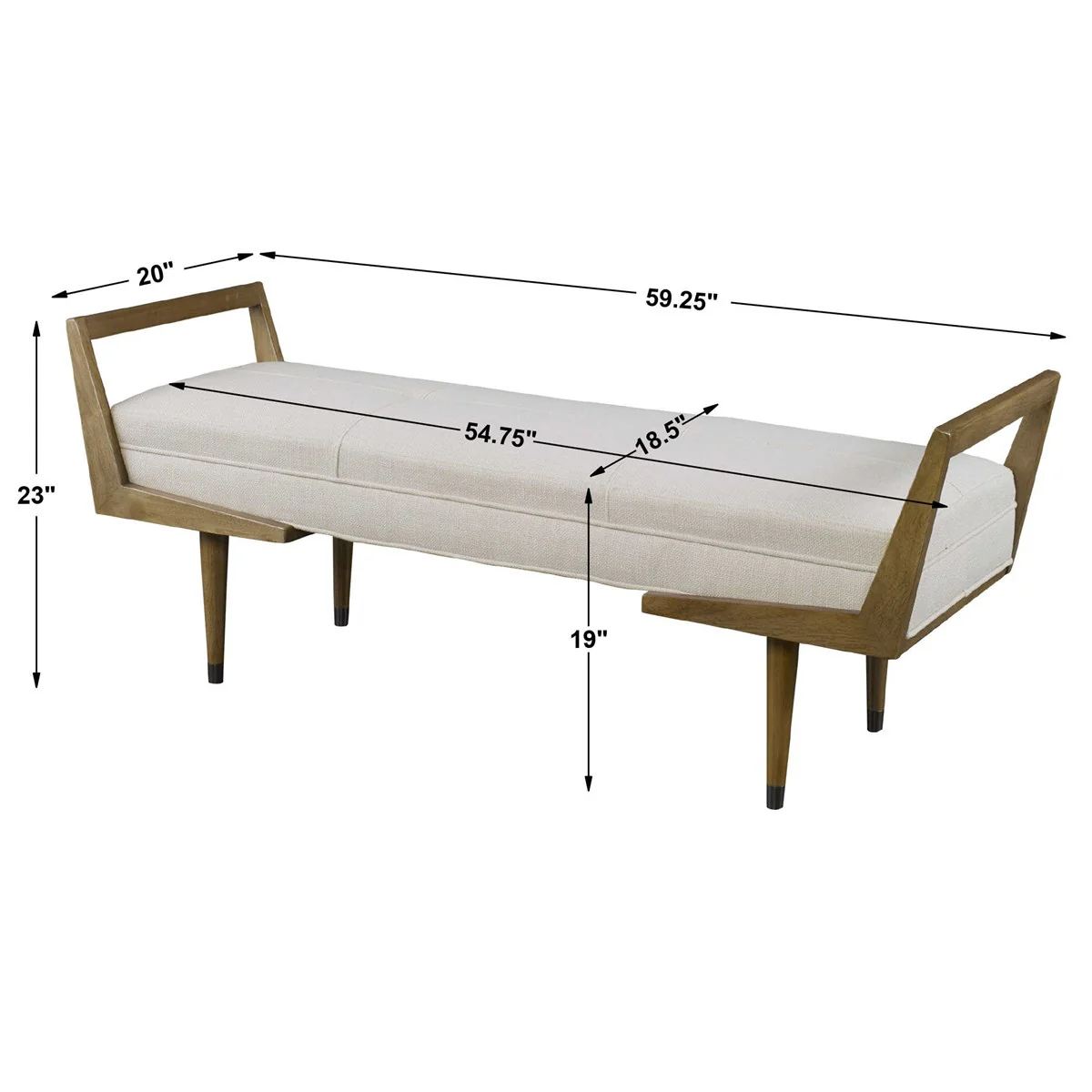 Uttermost Waylon Bench, Ivory - Image 6