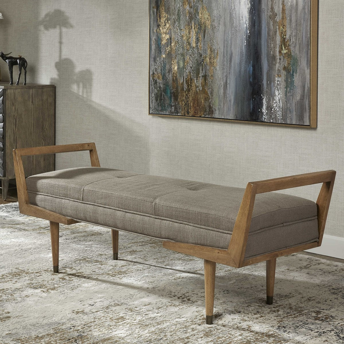 Uttermost Waylon Bench, Taupe Gray
