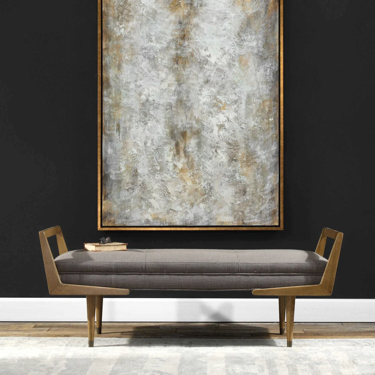 Uttermost Waylon Bench, Taupe Gray - Image 3