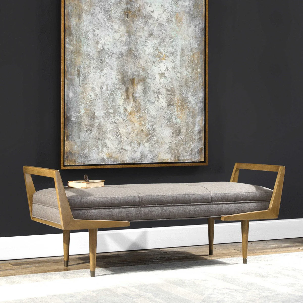Uttermost Waylon Bench, Taupe Gray - Image 6