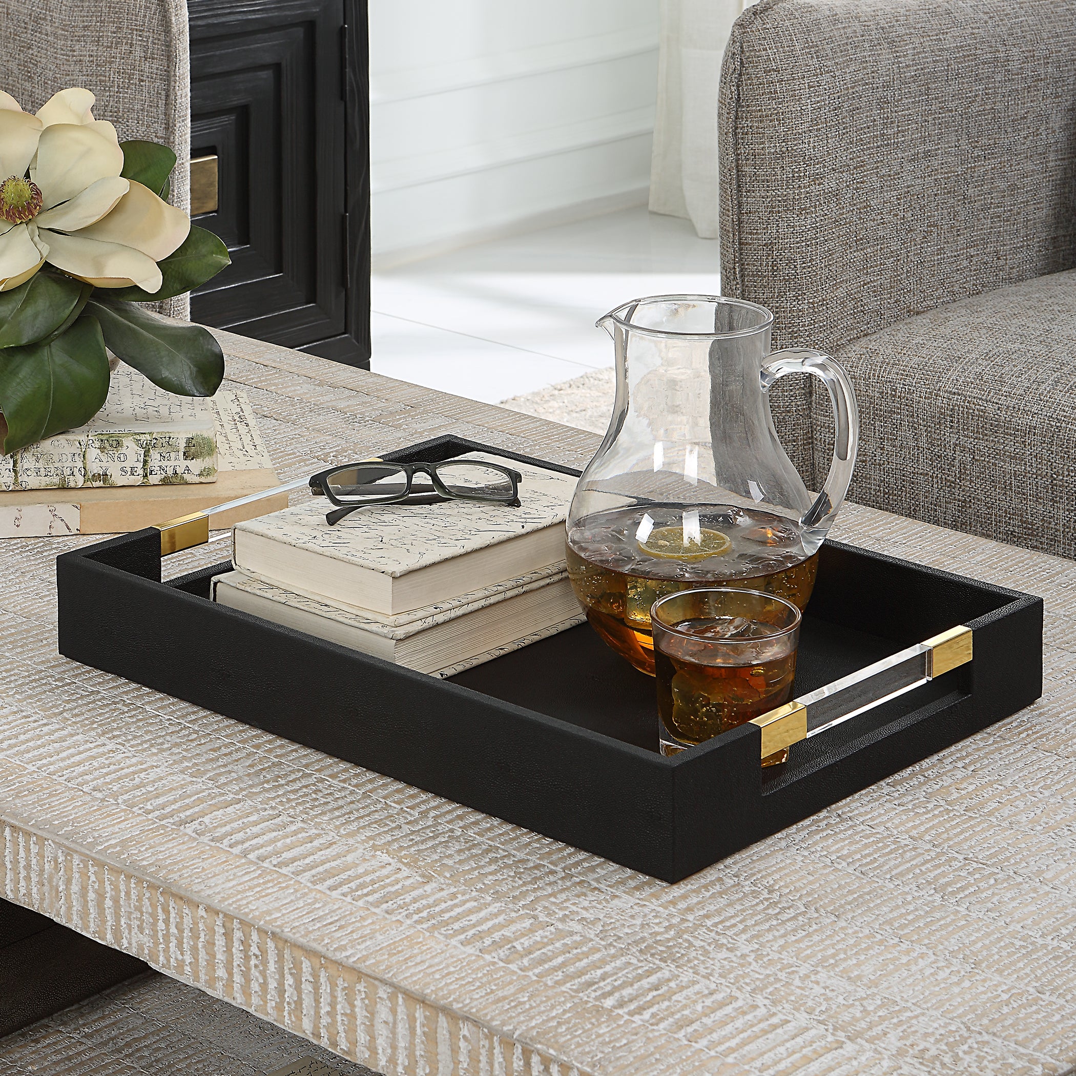 Uttermost Wessex Black Shagreen Tray - Image 3