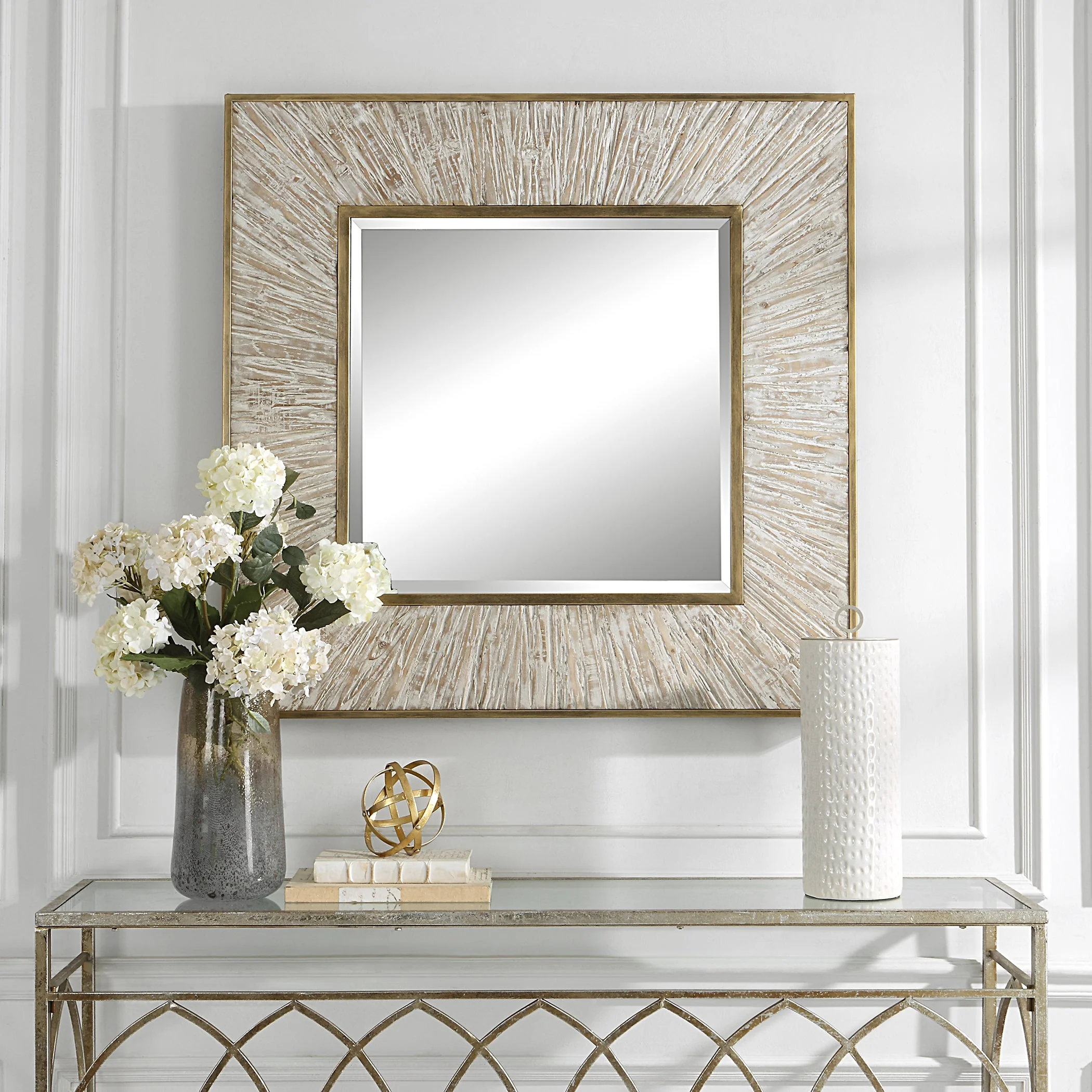 Uttermost Wharton Whitewashed Square Mirror - Image 2