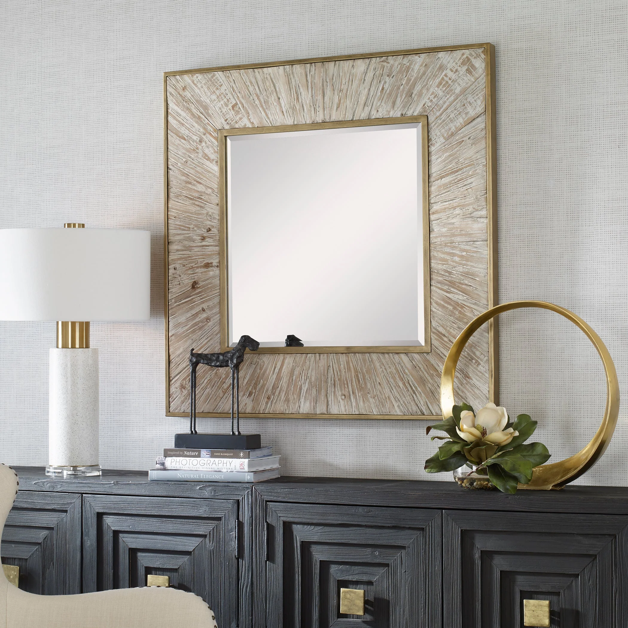 Uttermost Wharton Whitewashed Square Mirror - Image 3