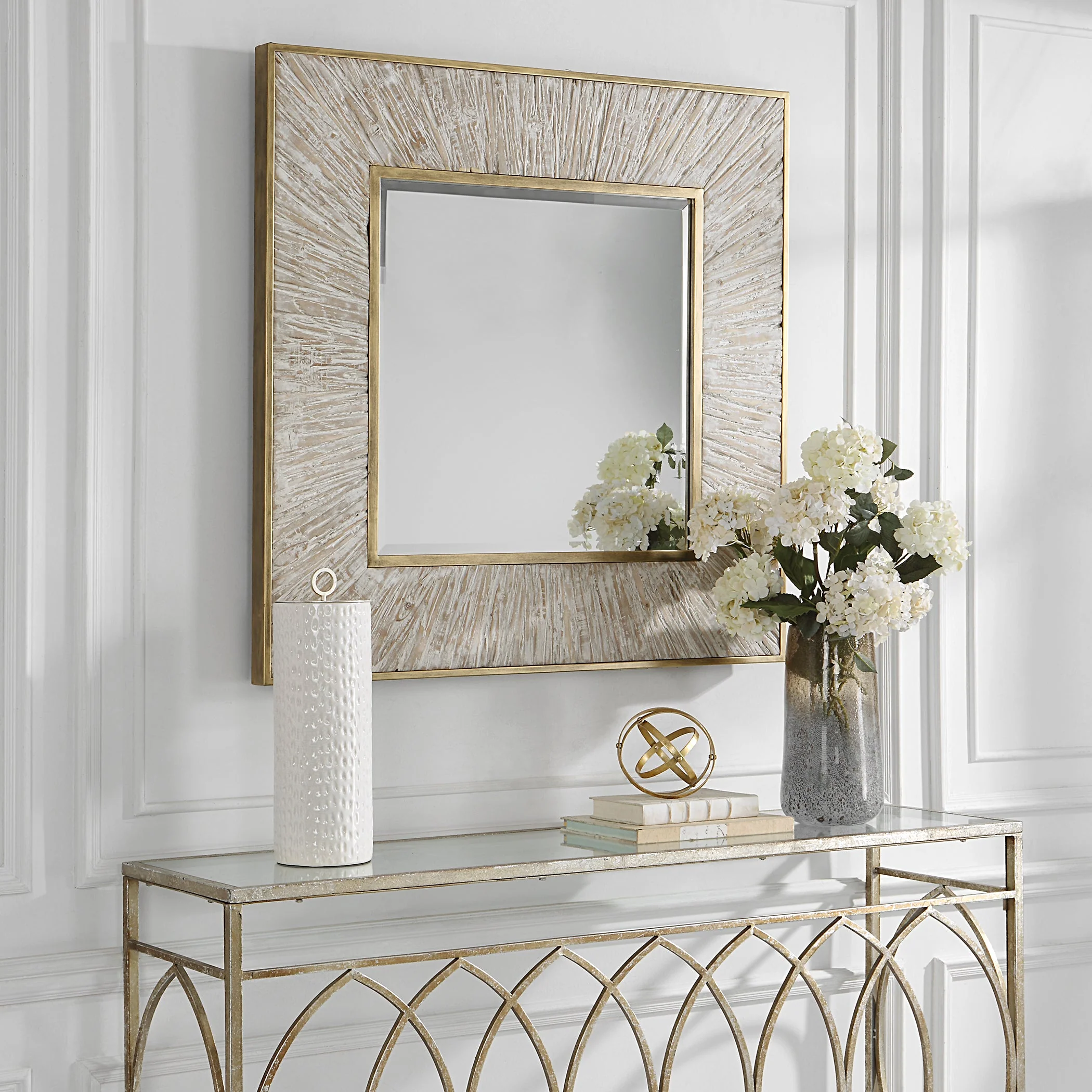 Uttermost Wharton Whitewashed Square Mirror - Image 4