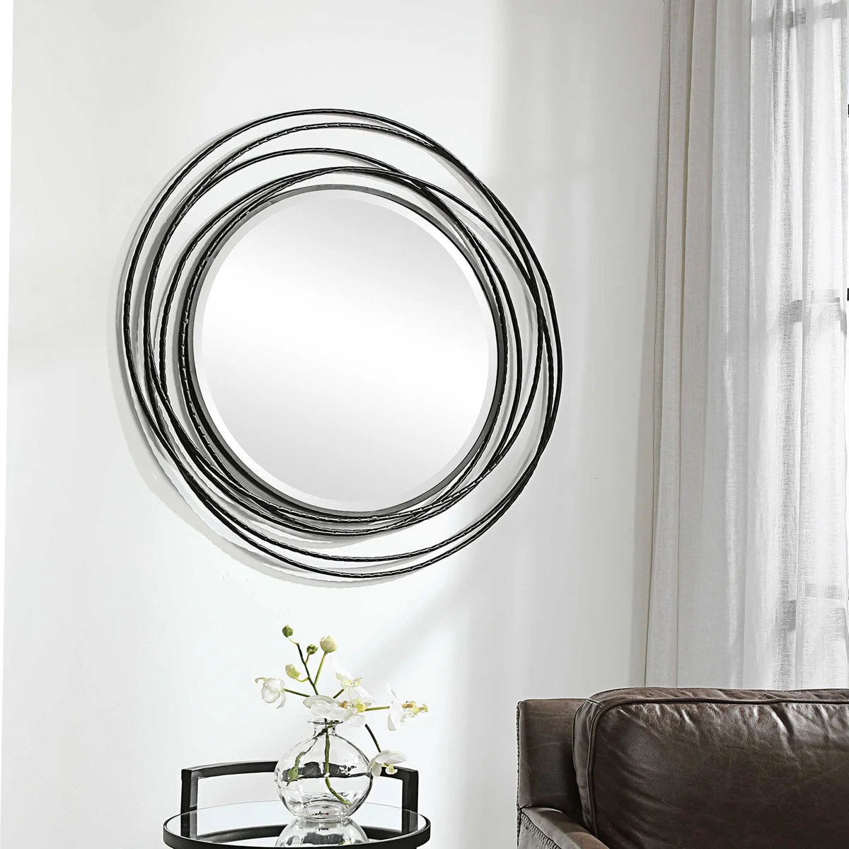 Uttermost Whirlwind Black Round Mirror - Image 3