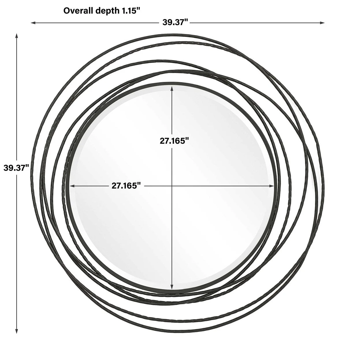 Uttermost Whirlwind Black Round Mirror - Image 6