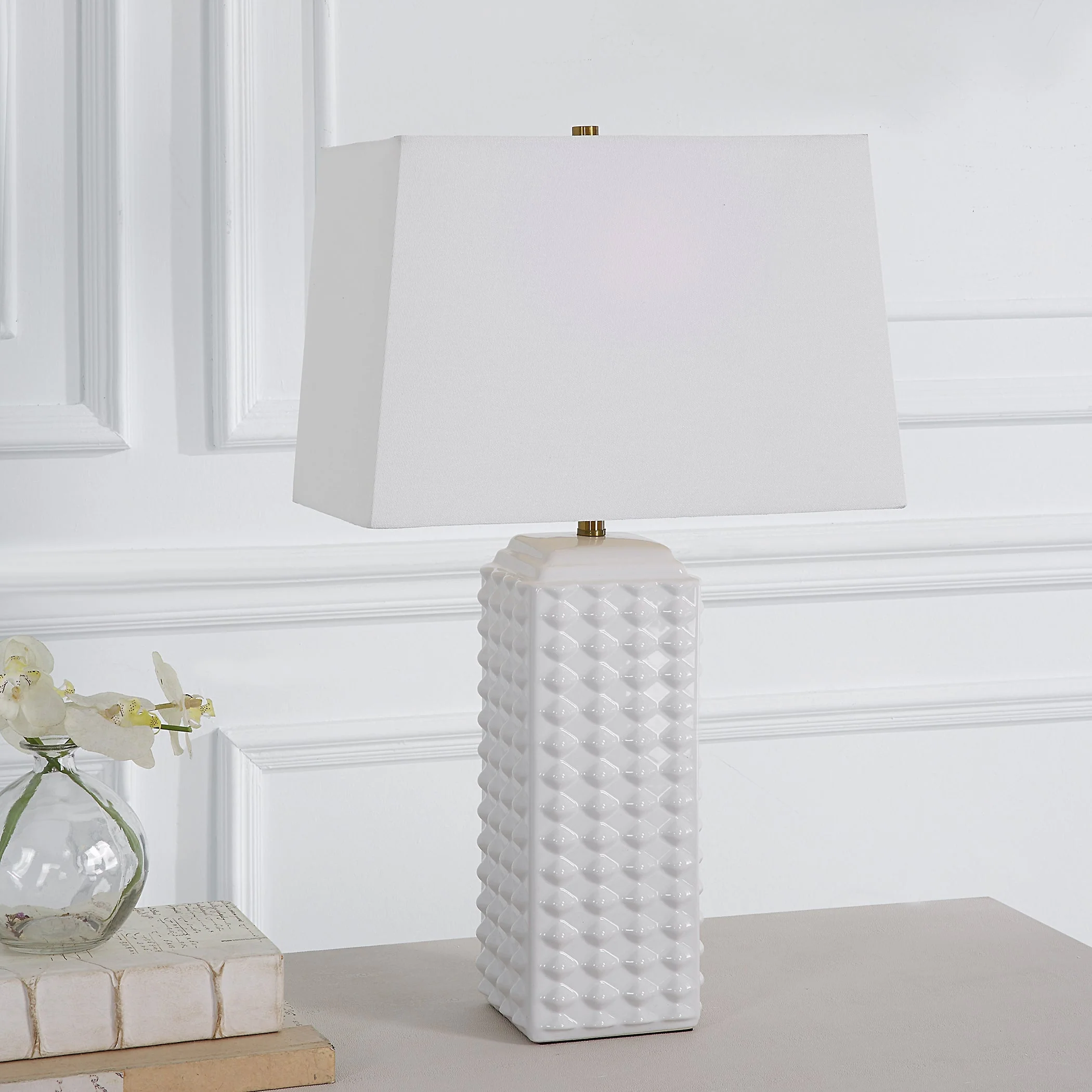 White Knob Table Lamp - Image 2