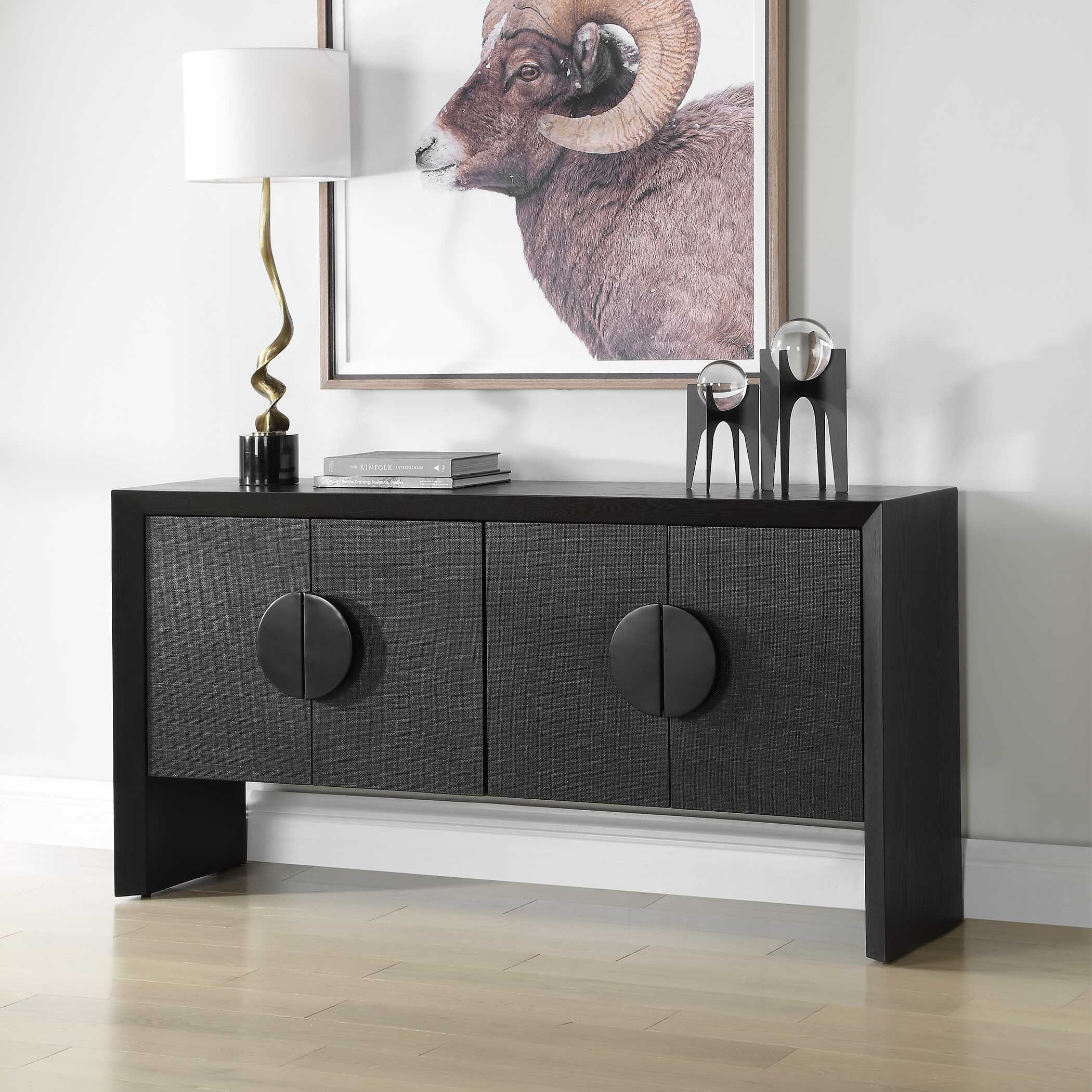 Uttermost Williams Black 4 Door Cabinet - Image 4