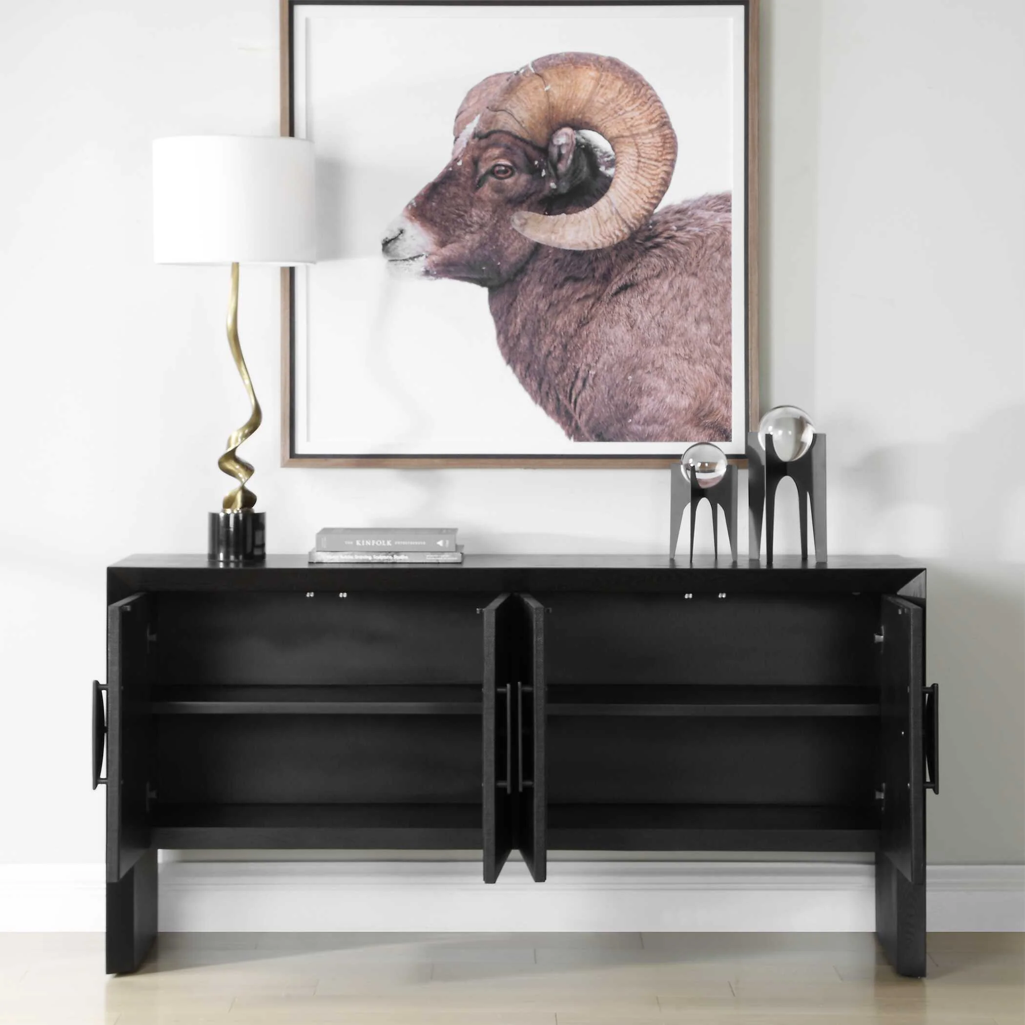 Uttermost Williams Black 4 Door Cabinet - Image 5