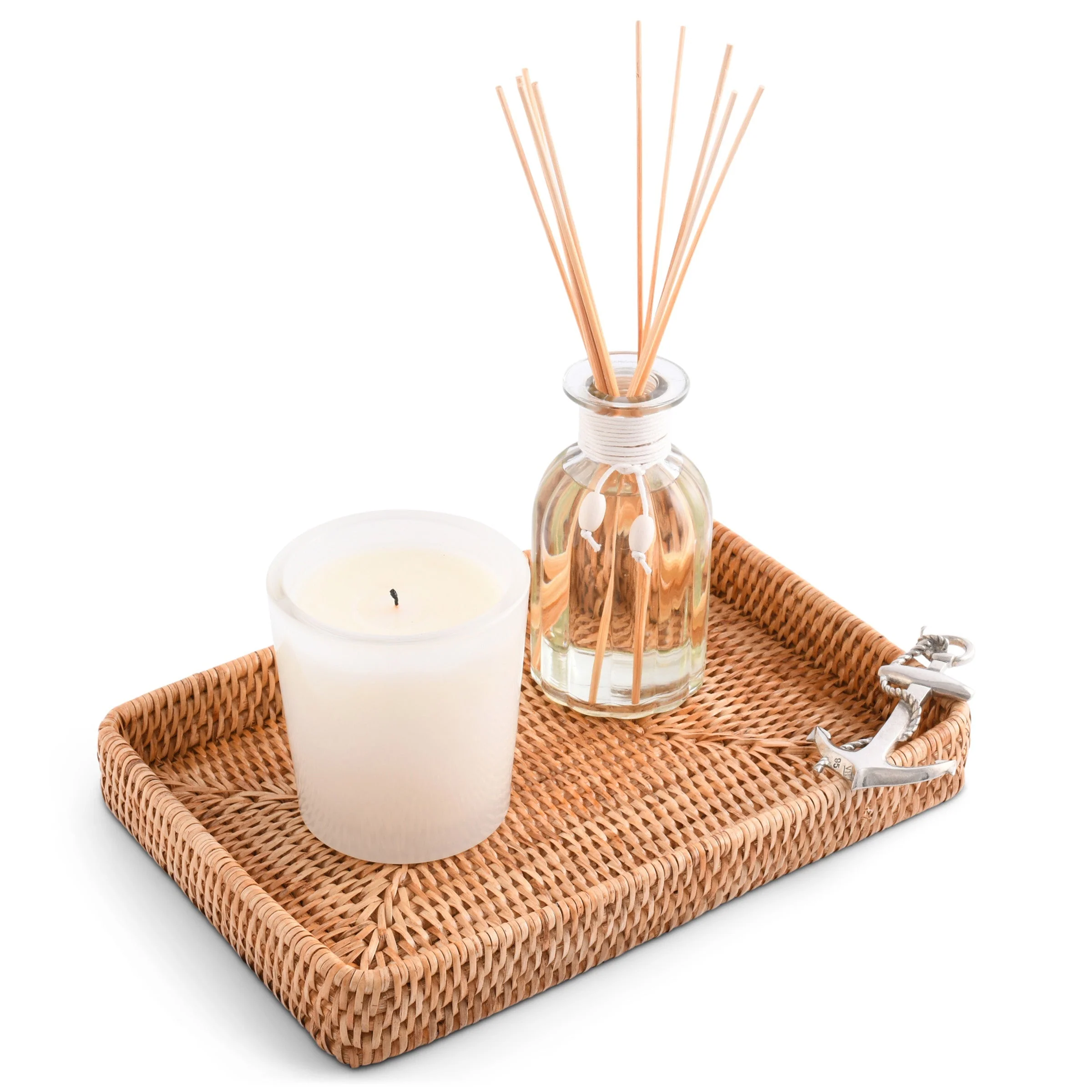 Vagabond House Anchor Catchall Tray Hand Woven Wicker Rattan - Image 5