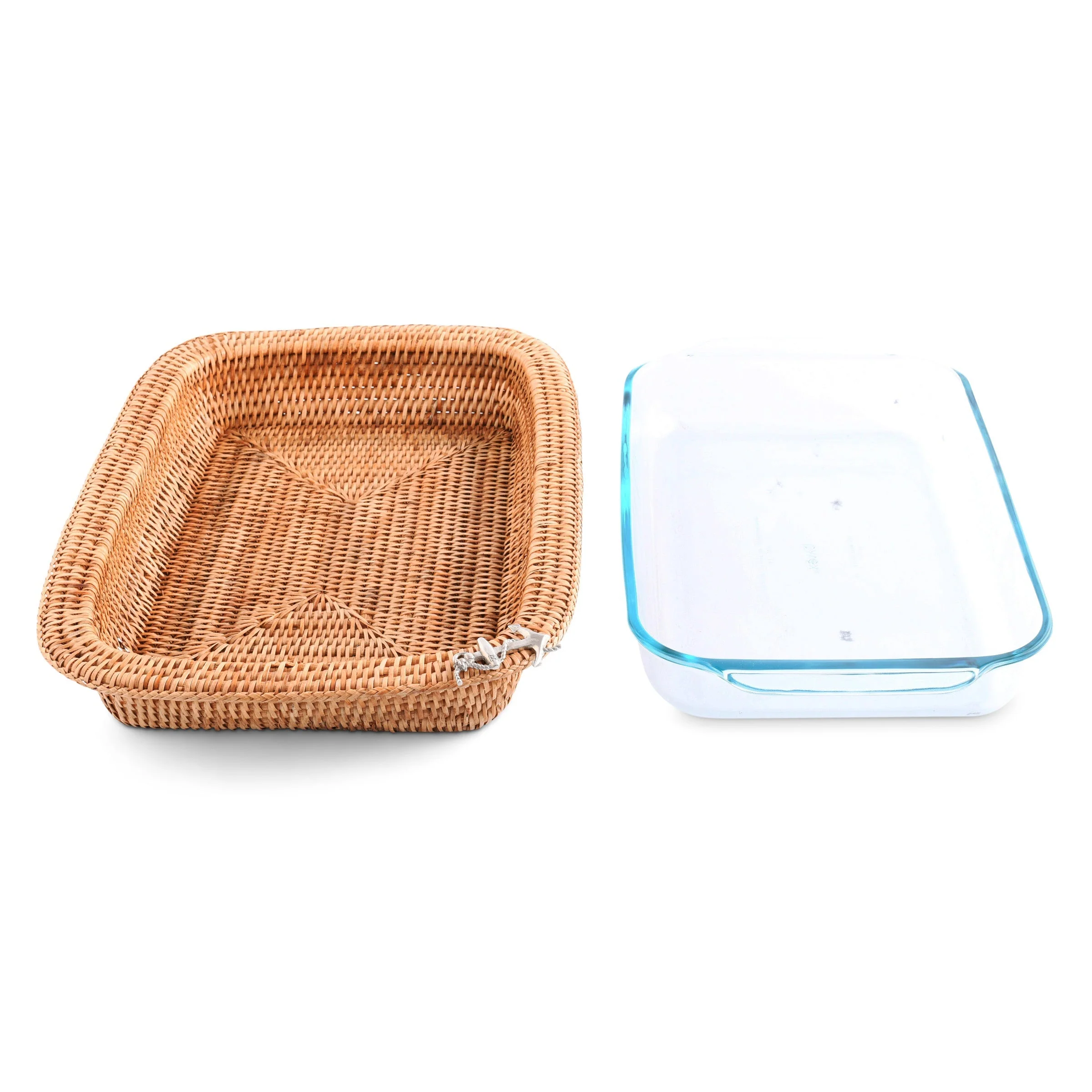 Vagabond House Anchor Hand Woven Wicker Rattan 3qt Rectangular Casserole Holder - Image 4