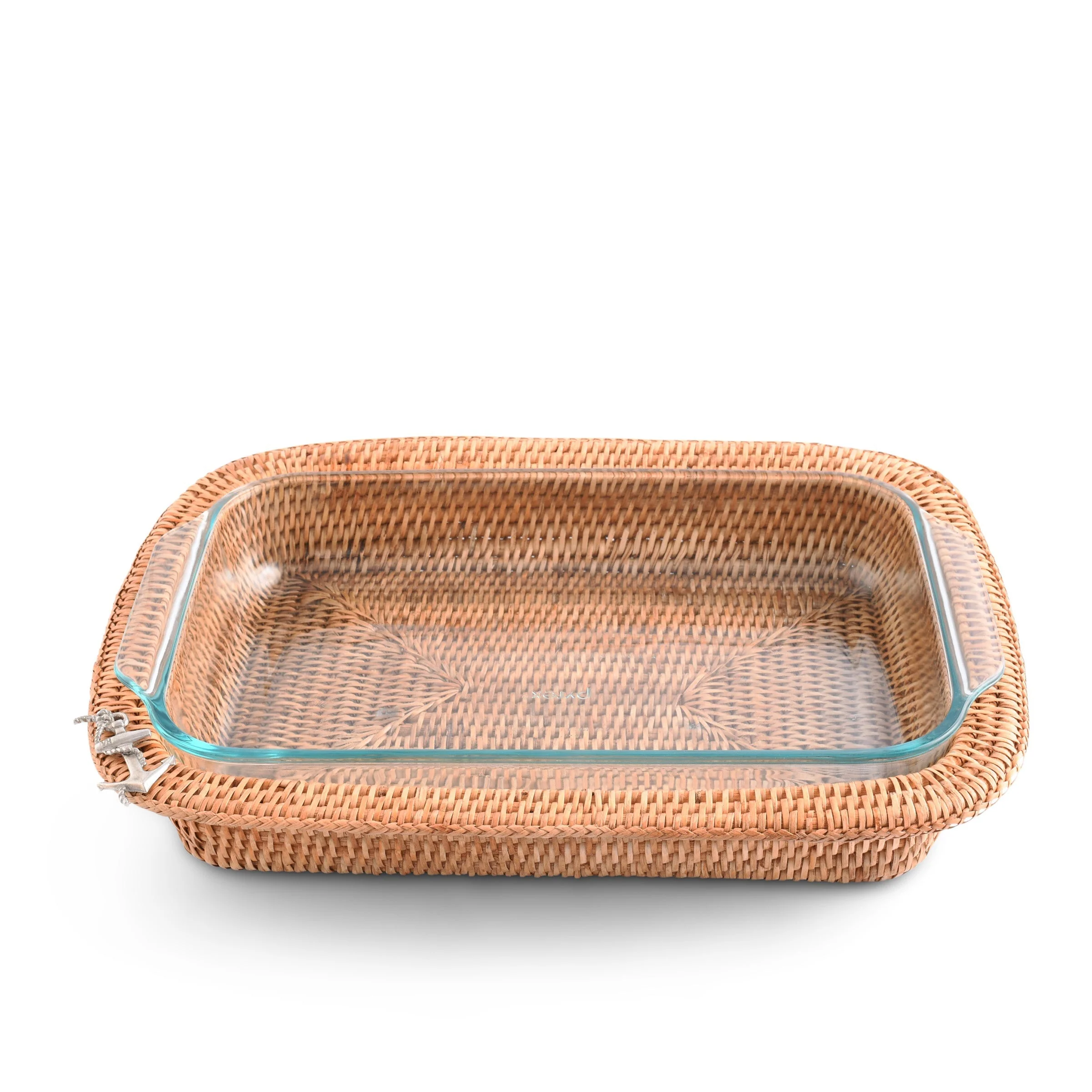 Vagabond House Anchor Hand Woven Wicker Rattan 3qt Rectangular Casserole Holder - Image 5