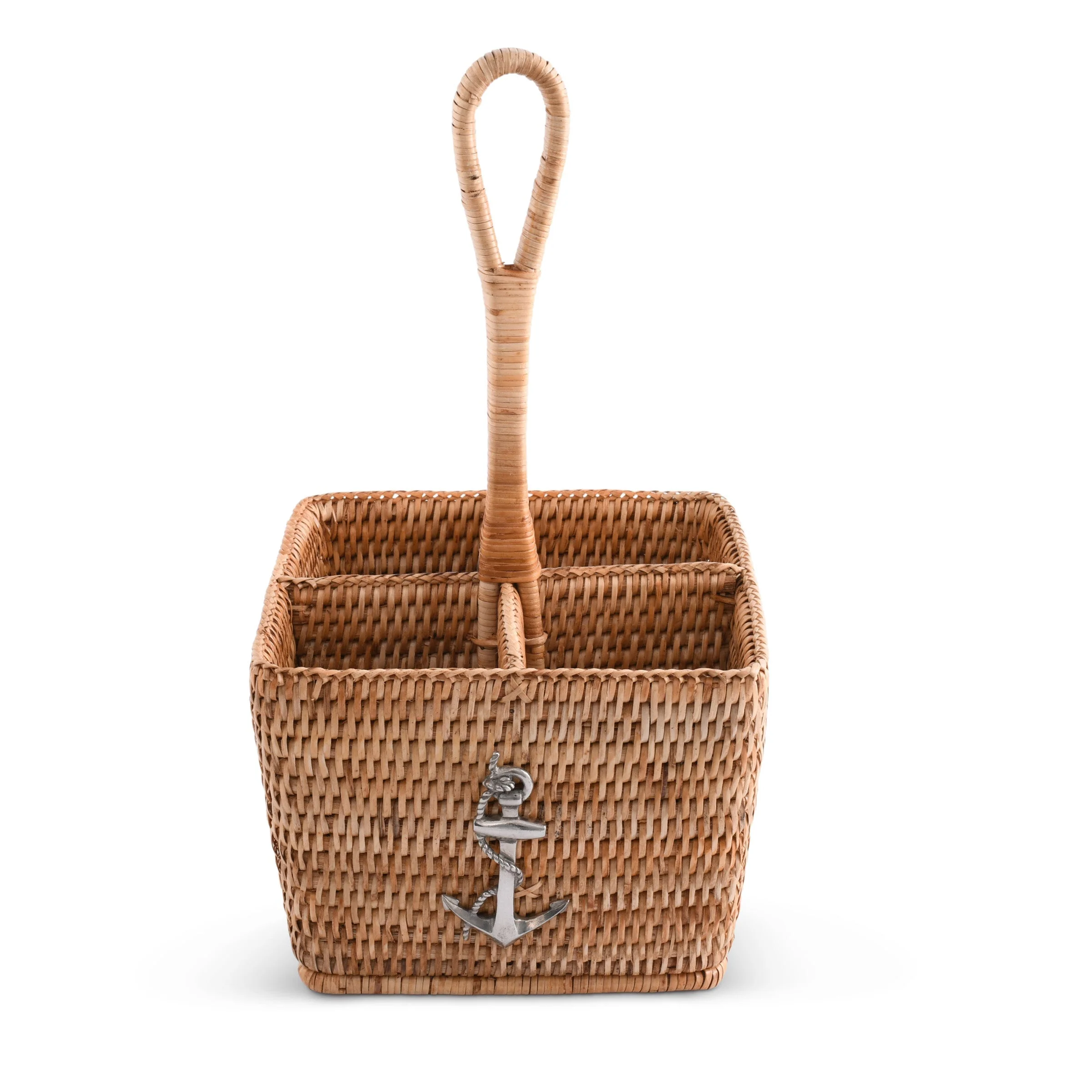 Vagabond House Anchor Hand Woven Wicker Rattan Flatware Caddy - Image 2