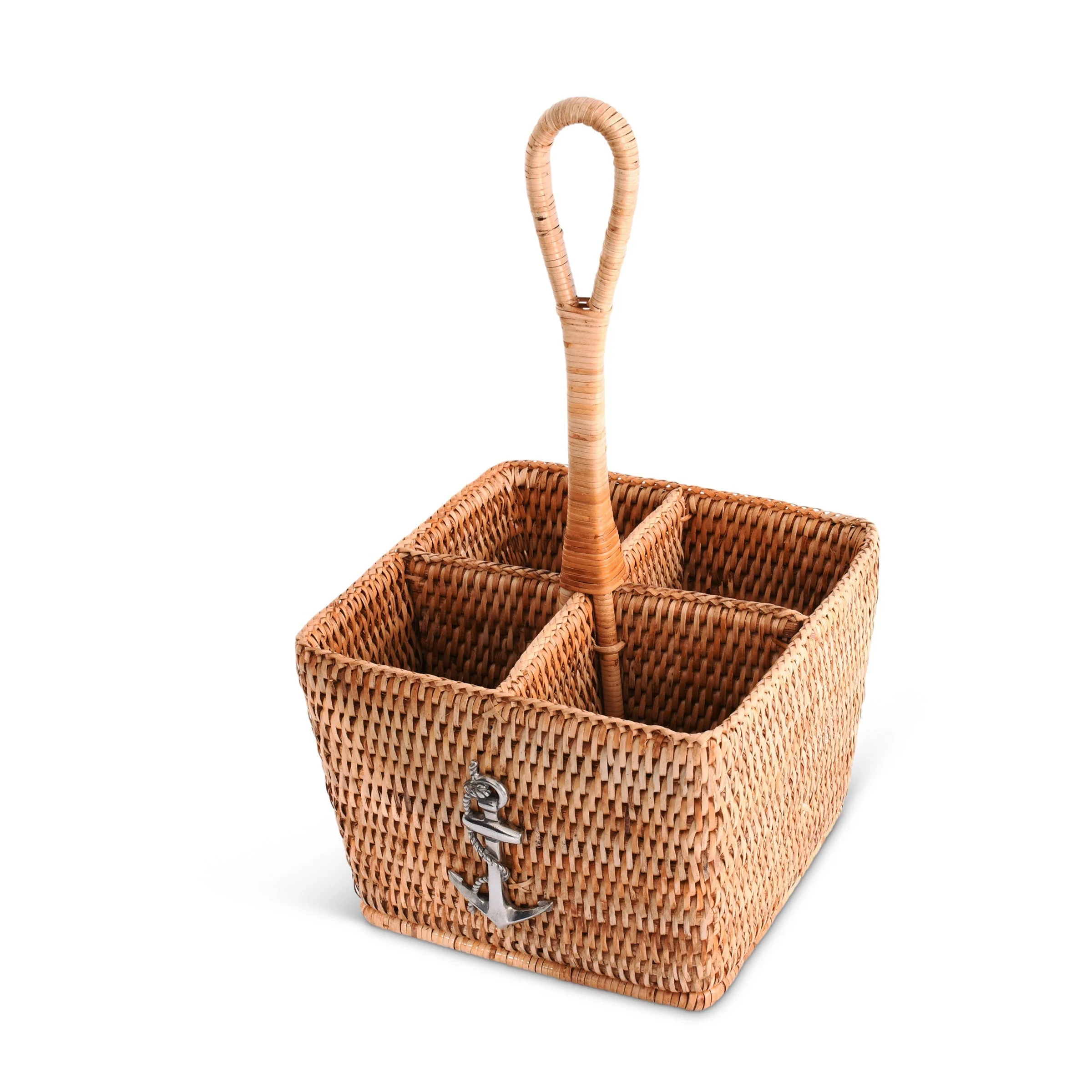 Vagabond House Anchor Hand Woven Wicker Rattan Flatware Caddy - Image 3
