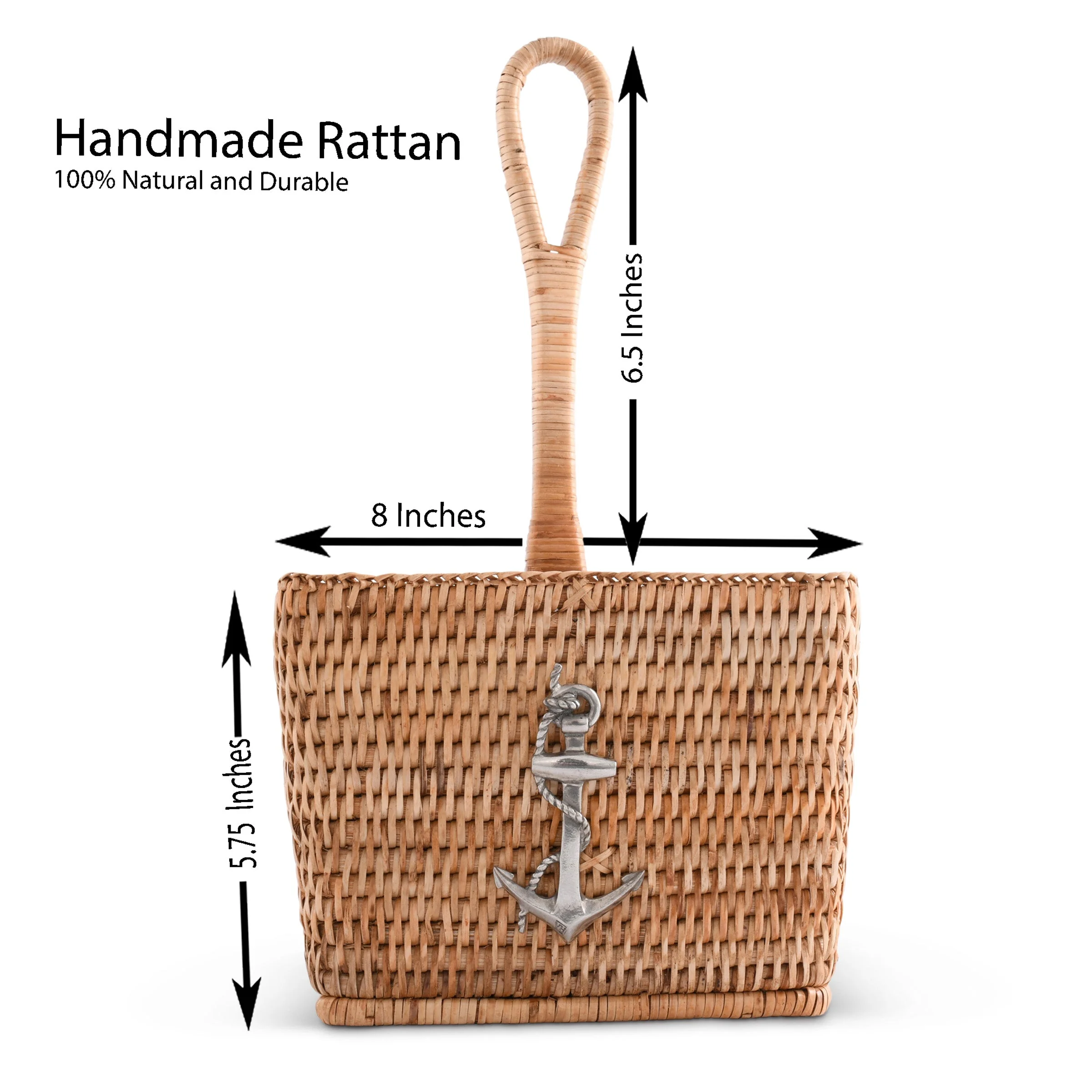 Vagabond House Anchor Hand Woven Wicker Rattan Flatware Caddy - Image 7