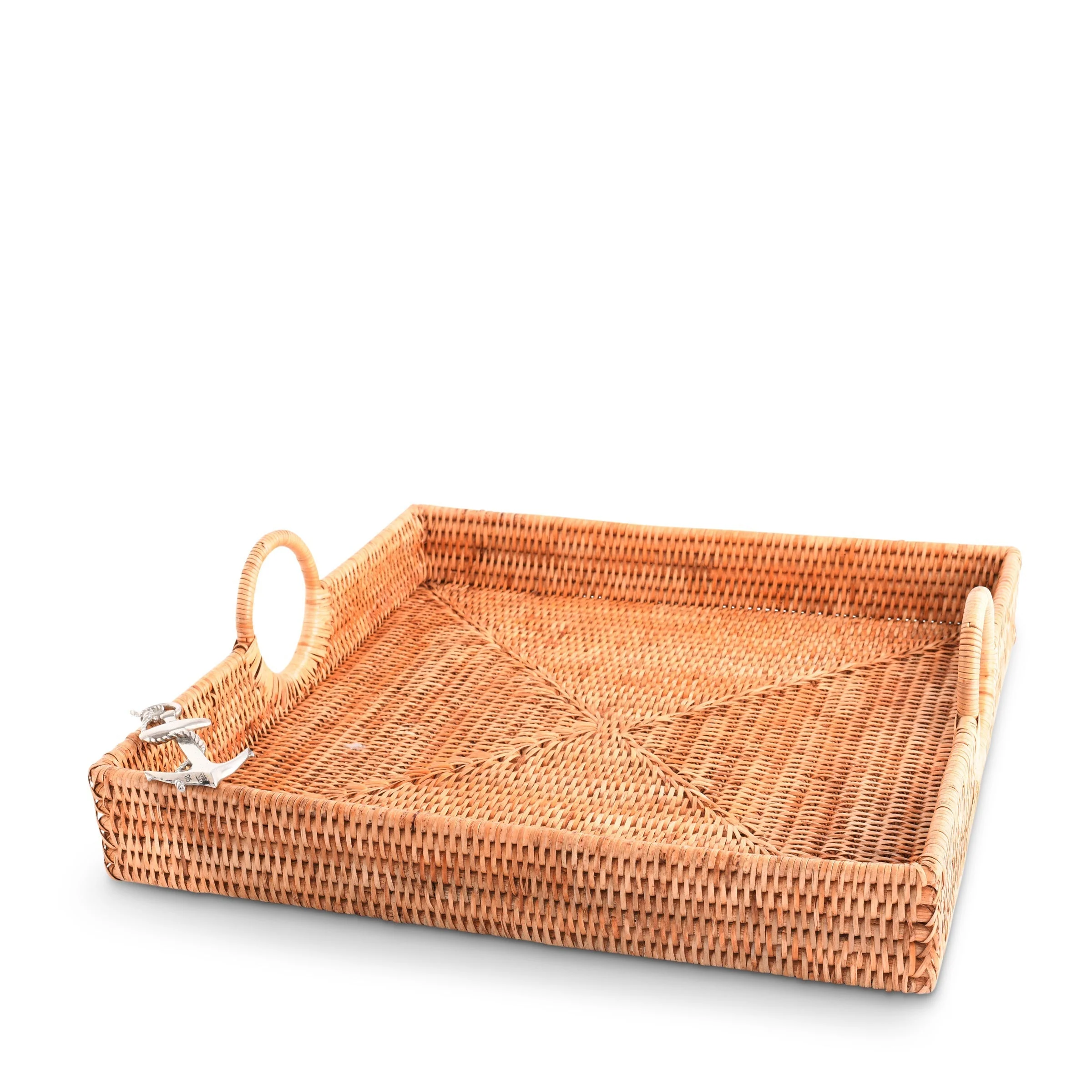 Vagabond House Anchor Hand Woven Wicker Rattan Large Square Tray - Image 3