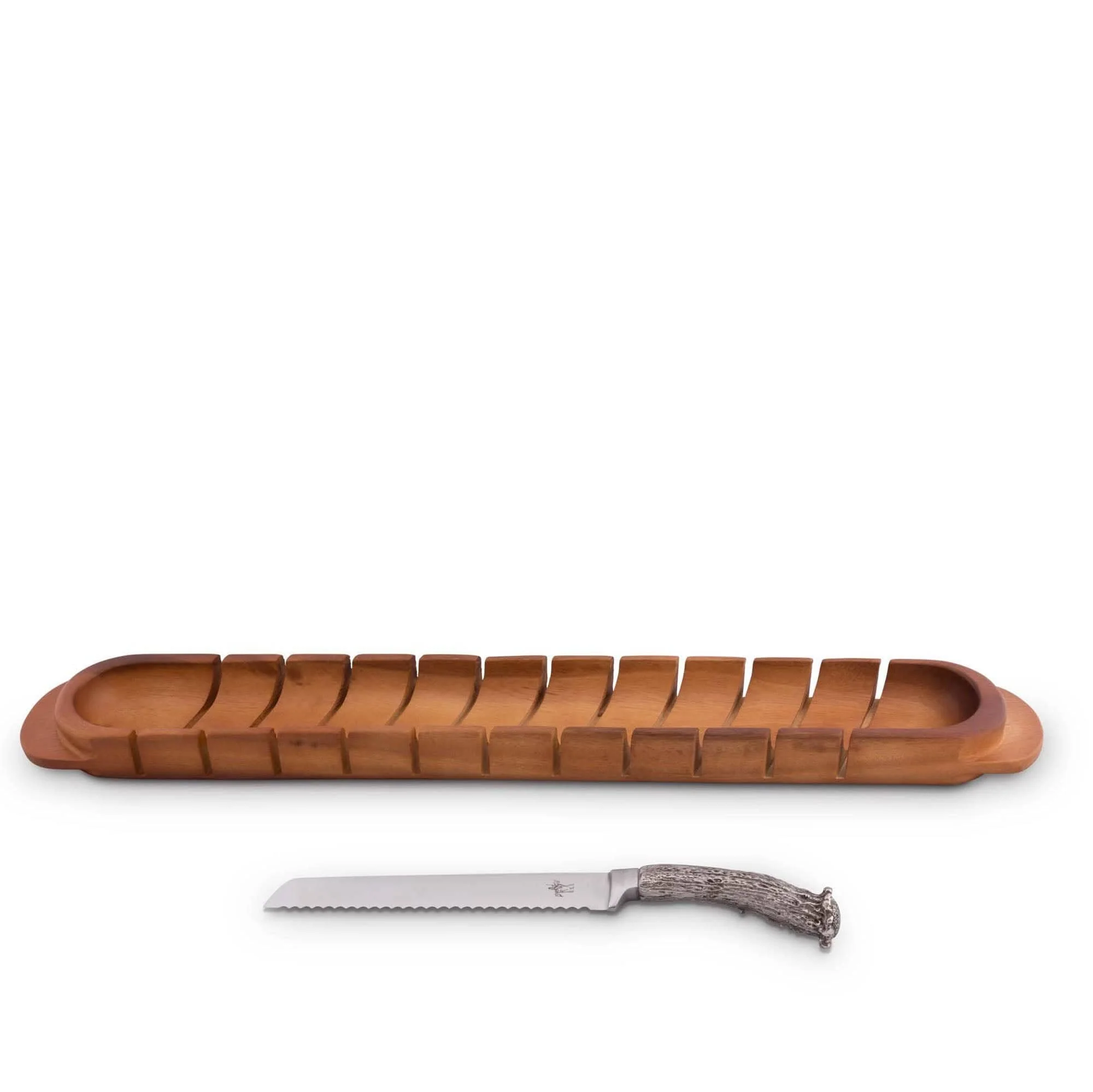 Vagabond House Baguette Board with Antler Bread Knife