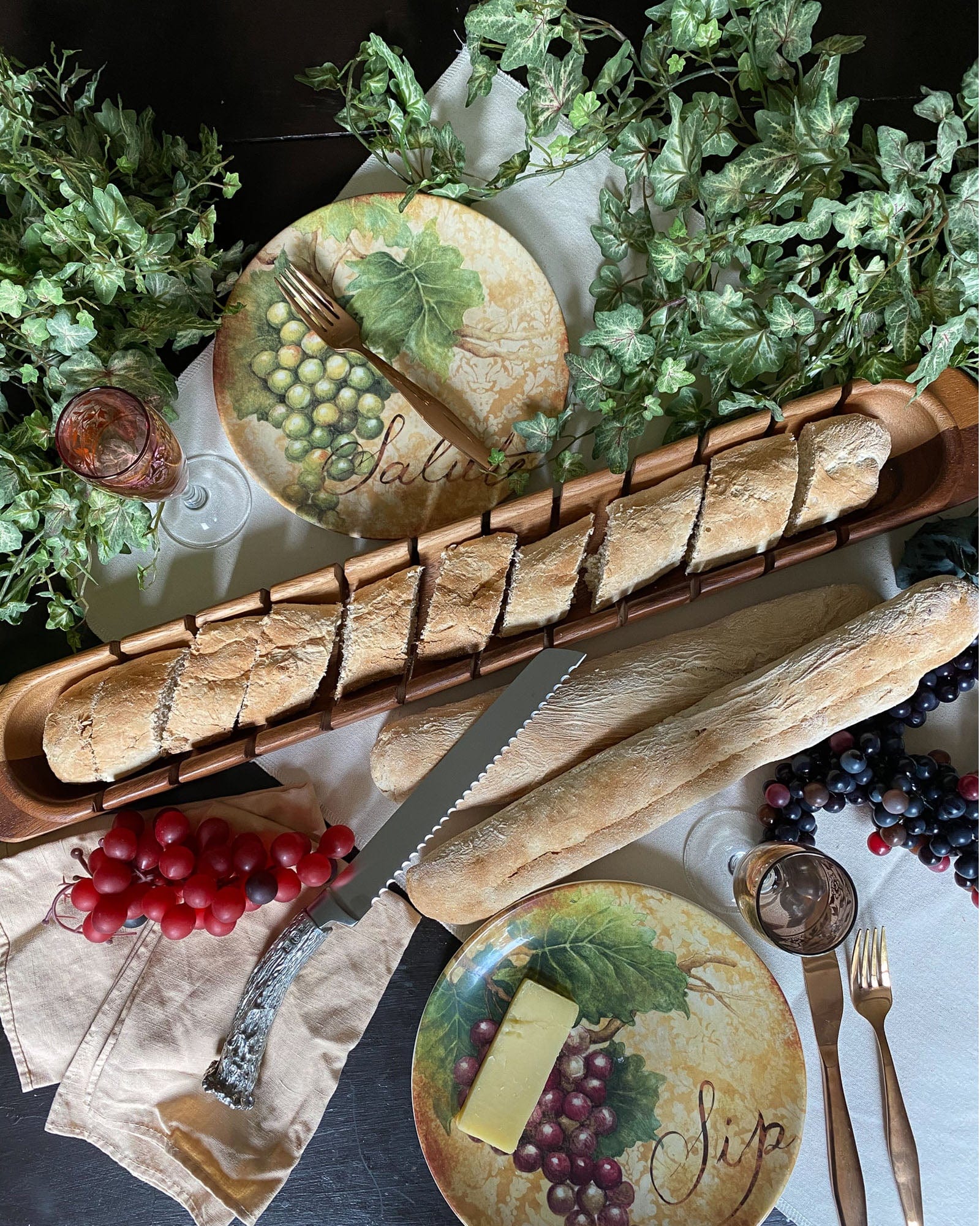 Vagabond House Baguette Board with Antler Bread Knife - Image 4