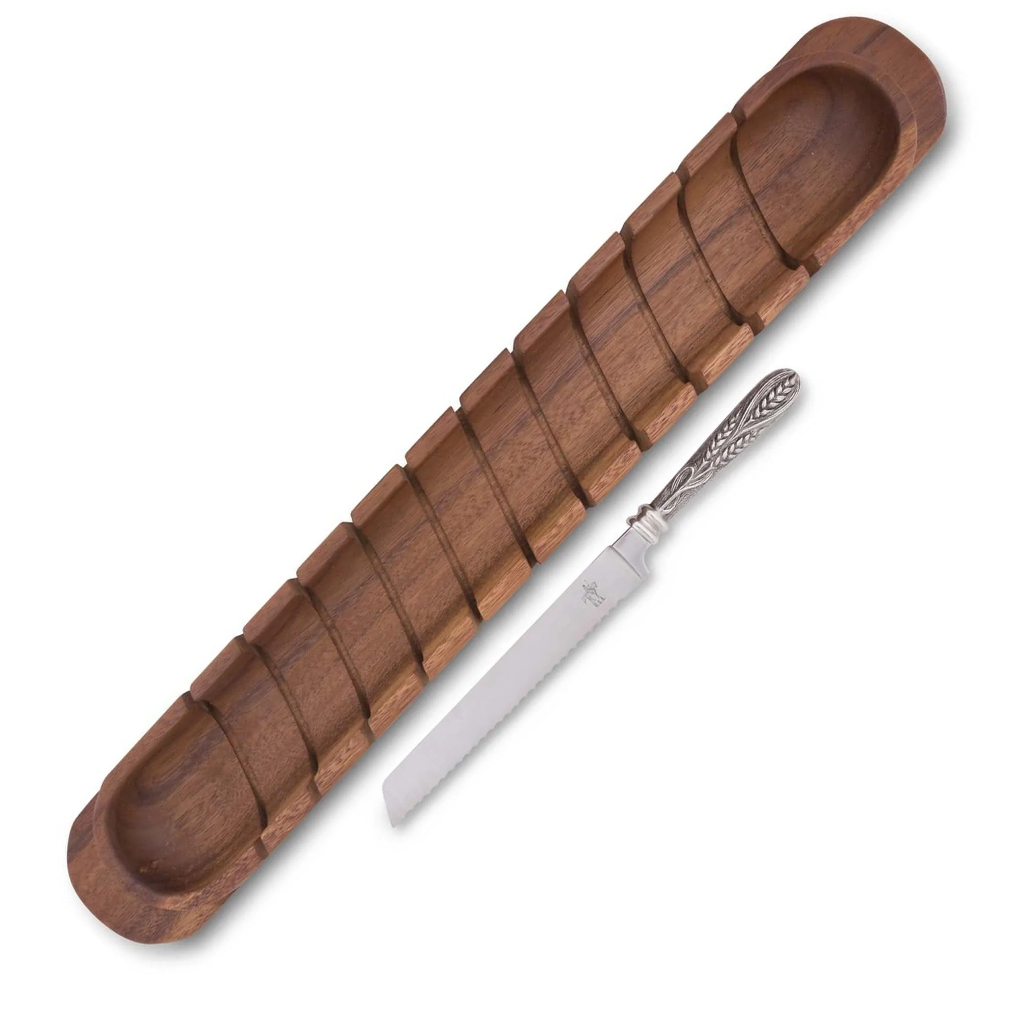 Vagabond House Baguette Board with Wheat Pattern Bread Knife
