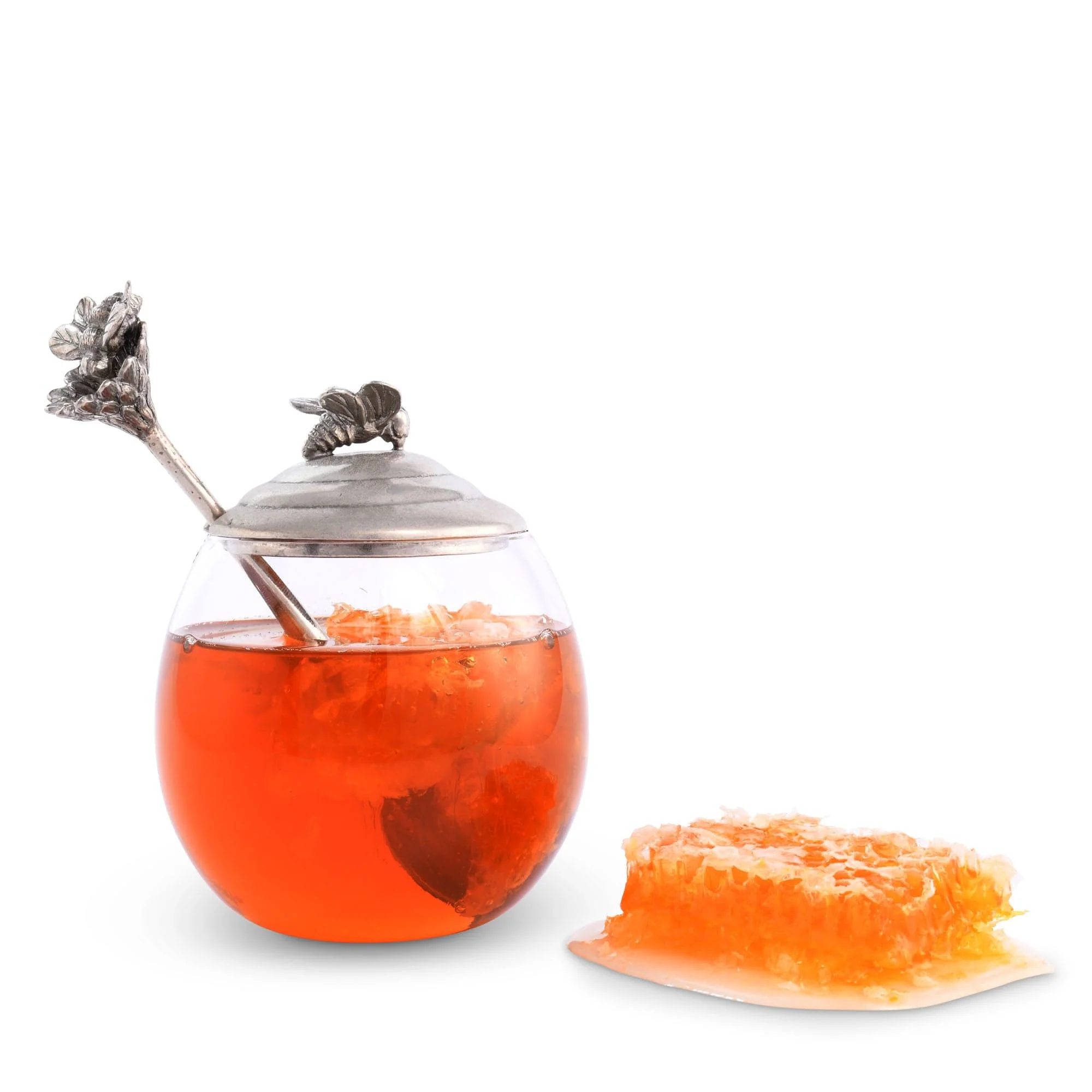 Vagabond House Bee Glass Honey Pot with Spoon