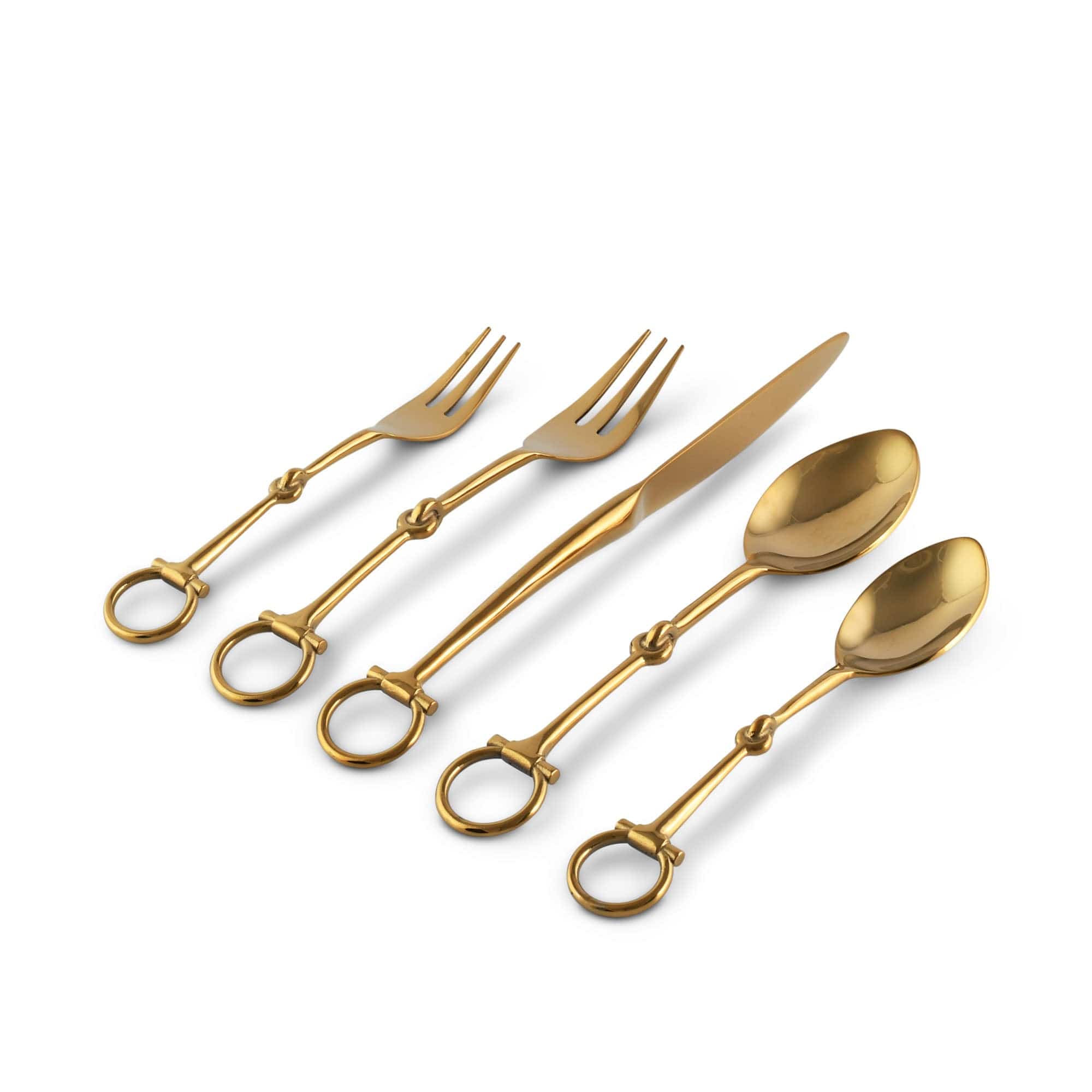 Vagabond House Bit Five piece Flatware Set - Stainless Steel Shiny Gold - Image 2
