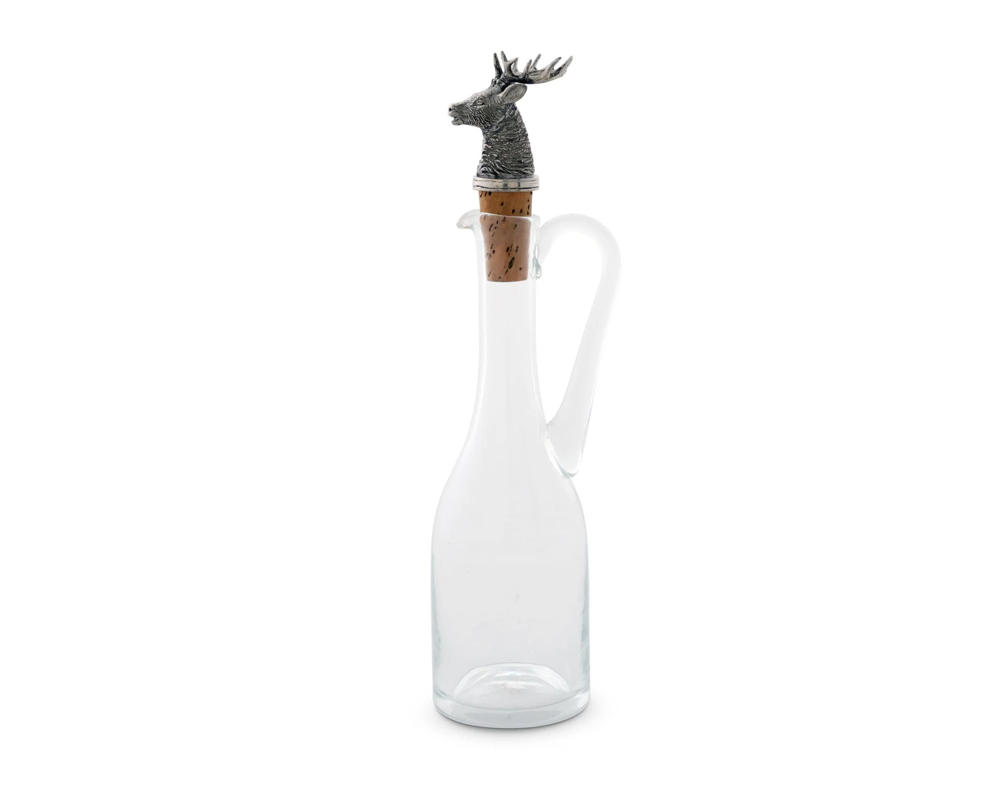 Vagabond House Cruet Bottle With Pewter Elk Head Cork Stopper