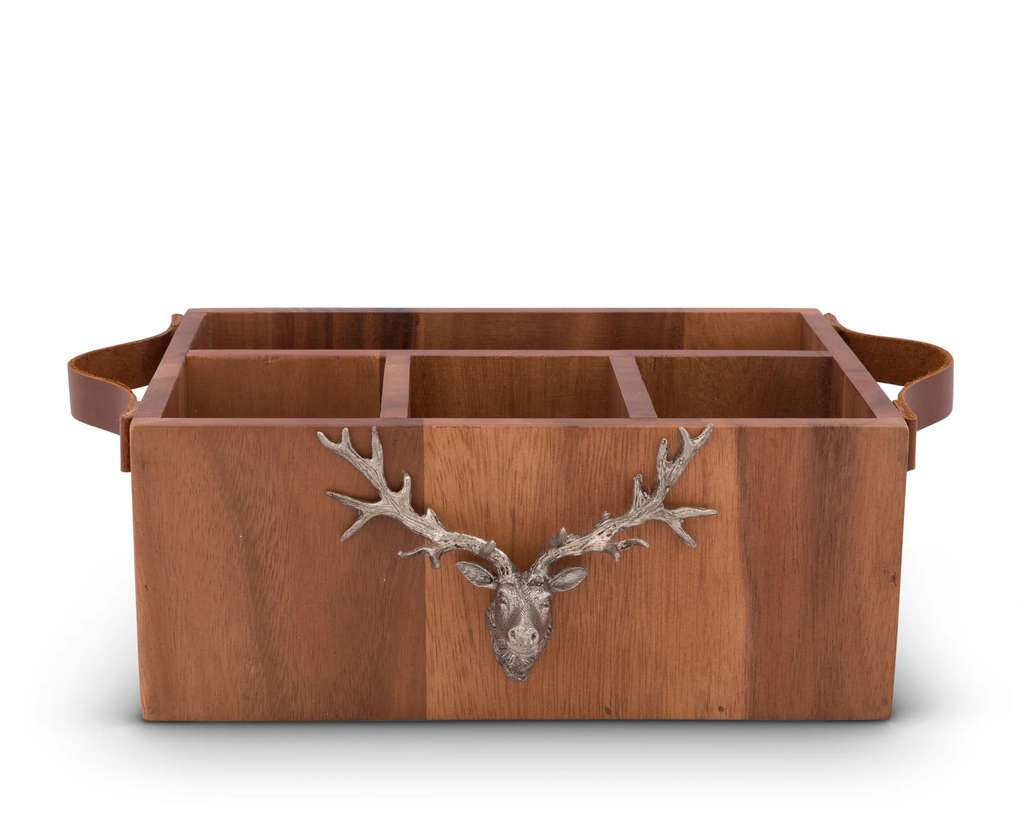 Vagabond House Elk Head Handles Wood Flatware Caddy - Image 2