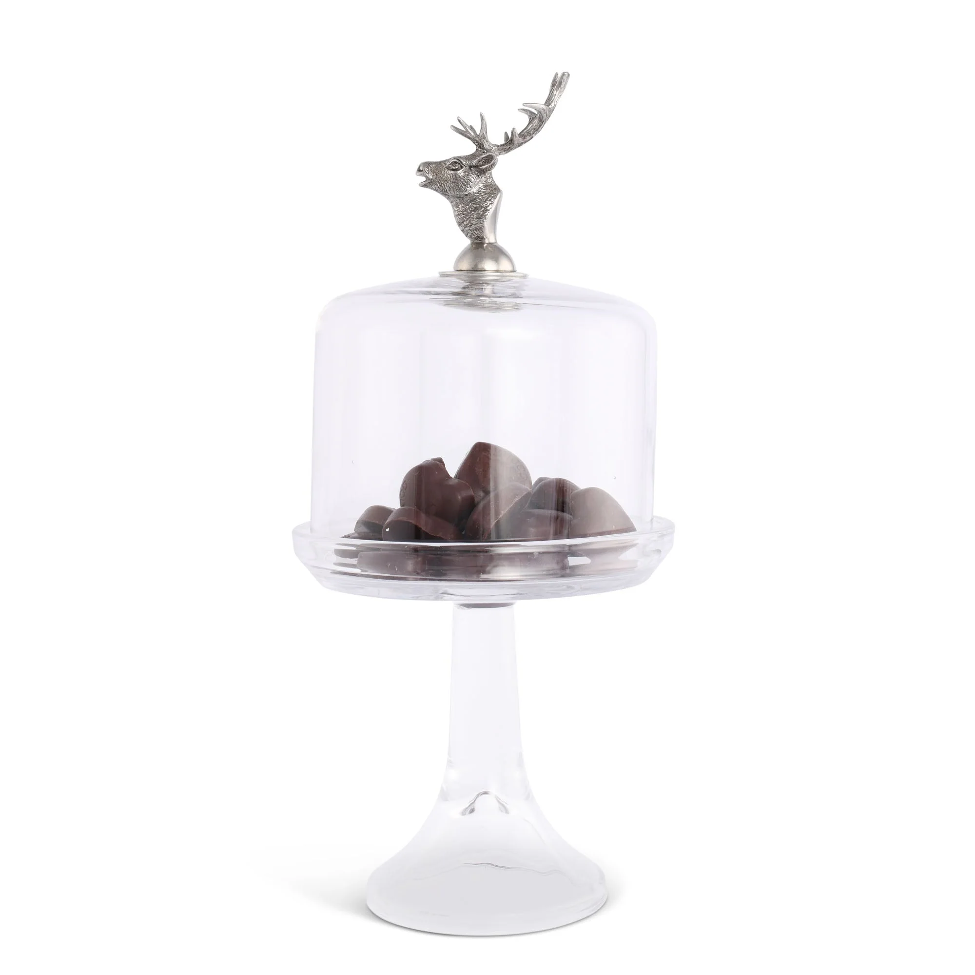 Vagabond House Elk Head Knob Glass Covered Cake / Dessert Stand Short - 11.5" H x 6" D - Image 5