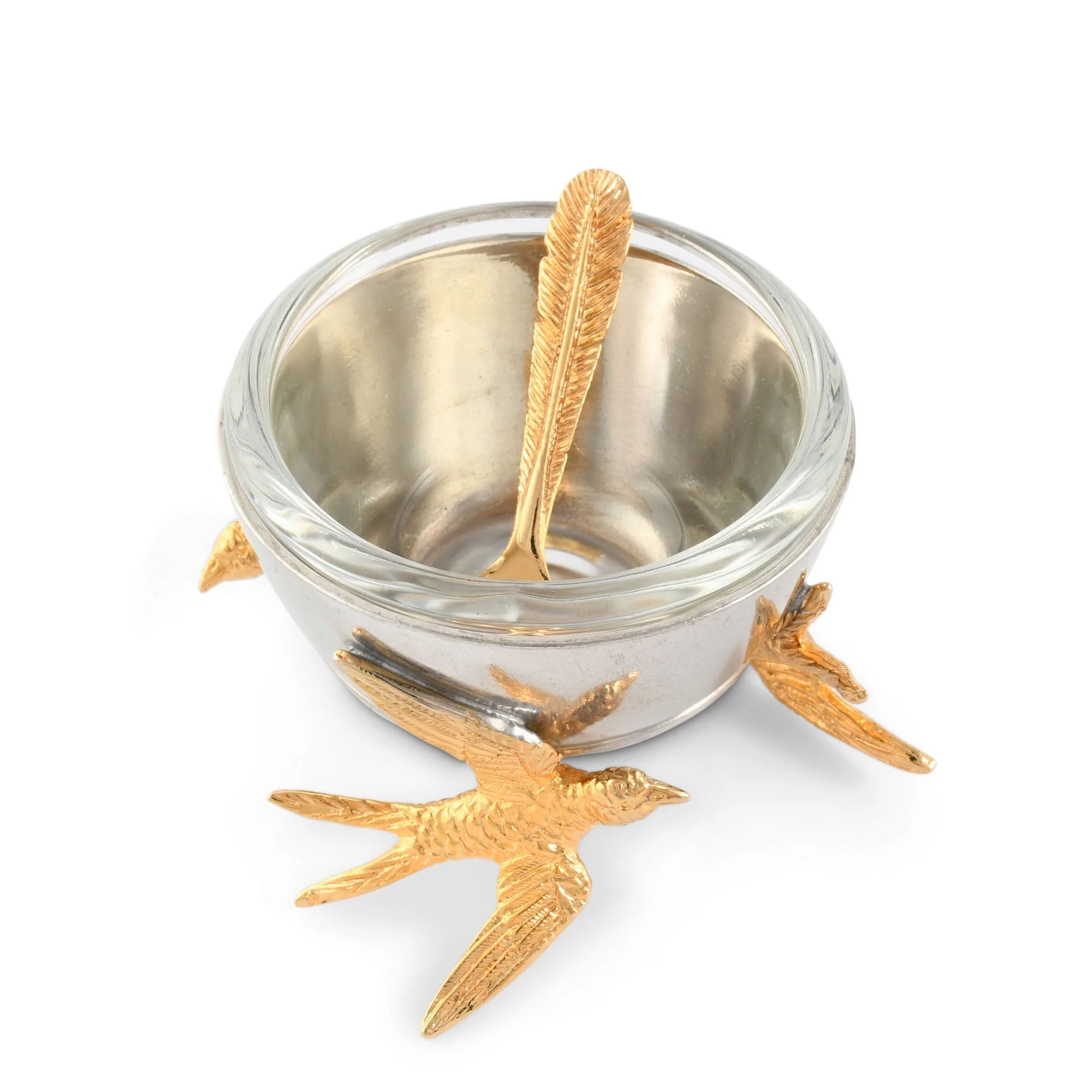 Vagabond House Flying Bird Gold Salt Cellar with Spoon - Image 2