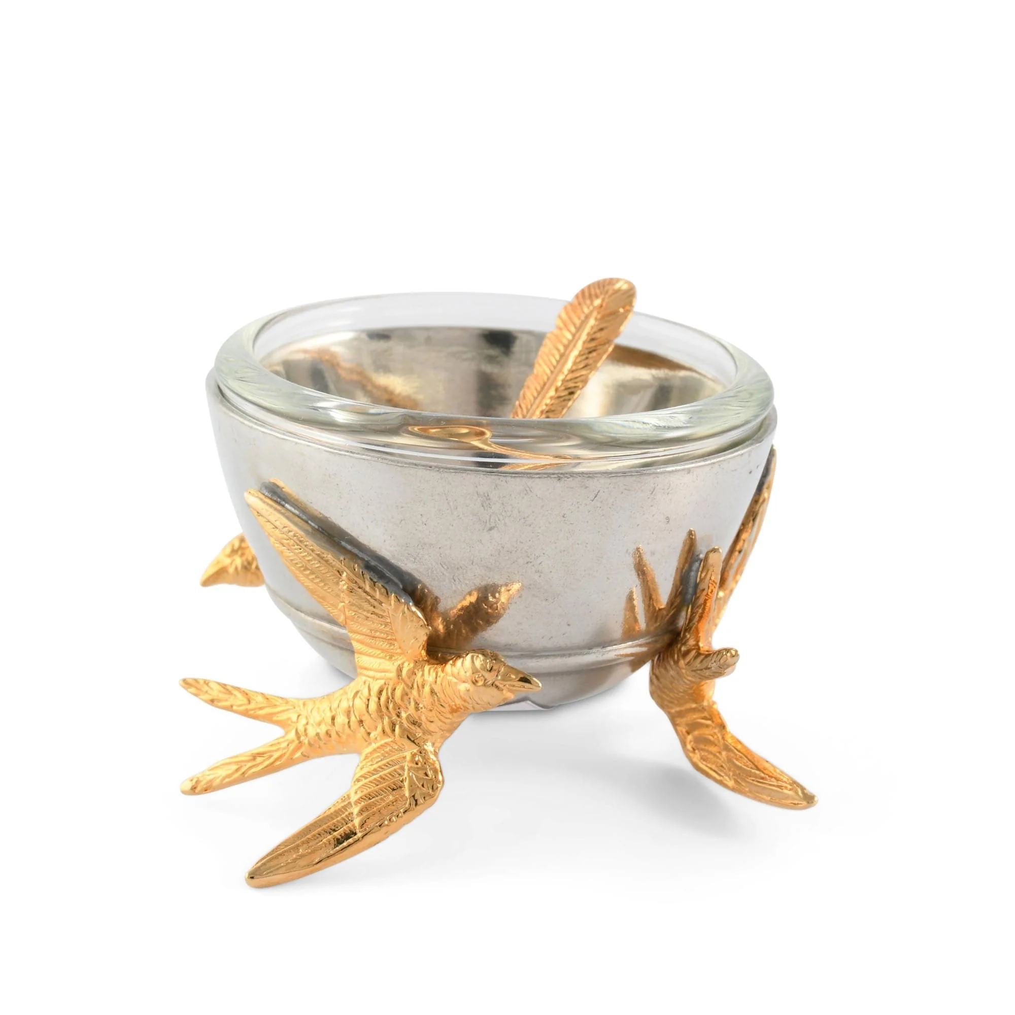 Vagabond House Flying Bird Gold Salt Cellar with Spoon - Image 3