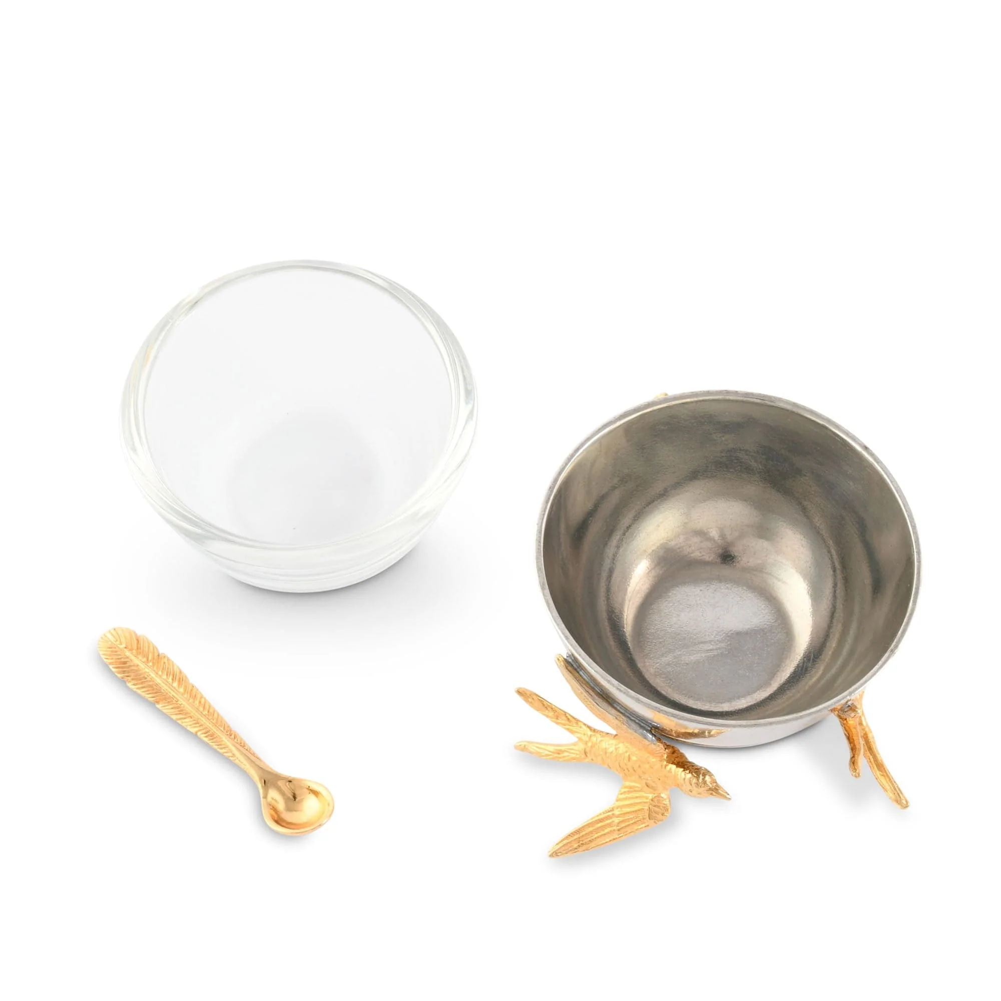 Vagabond House Flying Bird Gold Salt Cellar with Spoon - Image 4