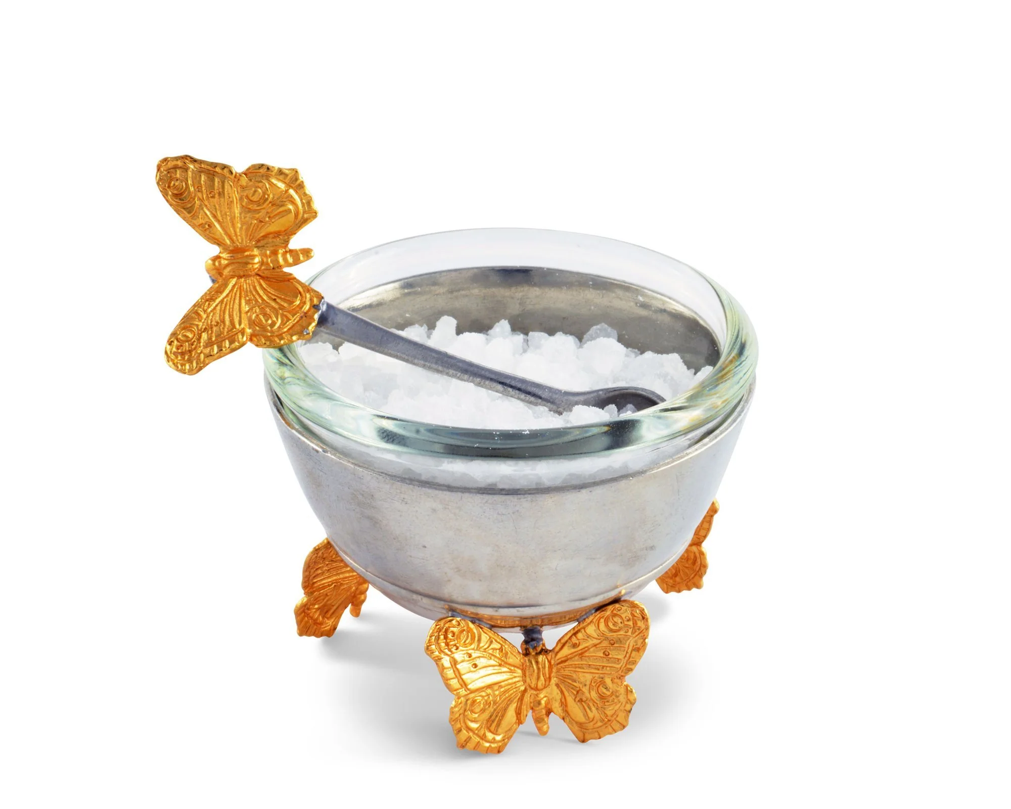 Vagabond House Gold Butterfly Salt Cellar With Spoon