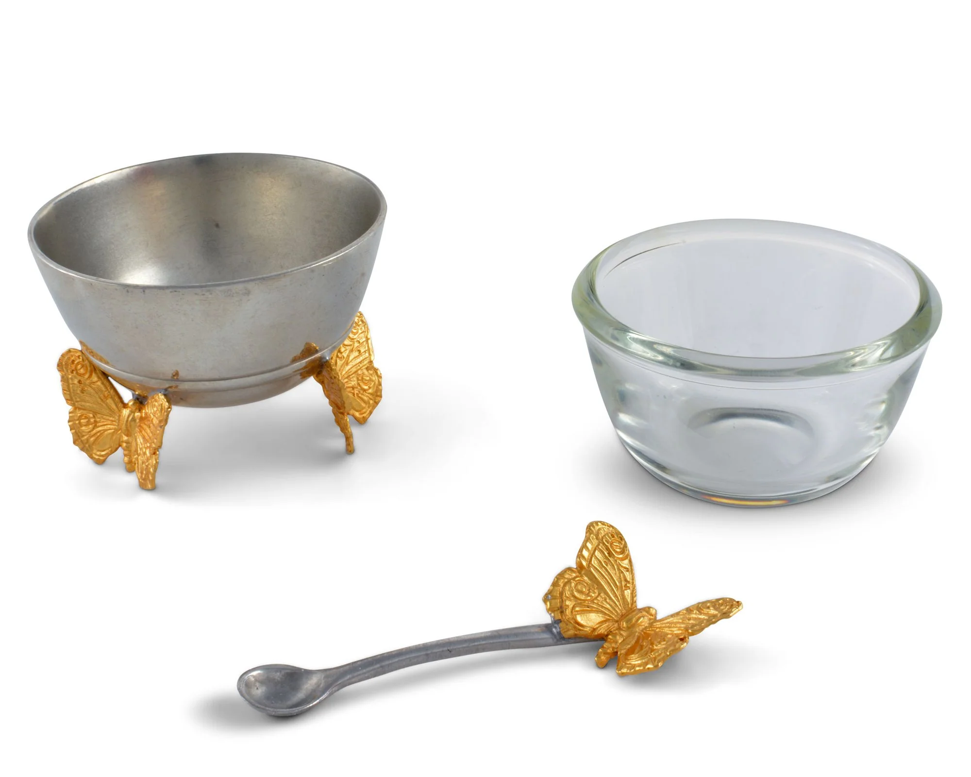 Vagabond House Gold Butterfly Salt Cellar With Spoon - Image 3